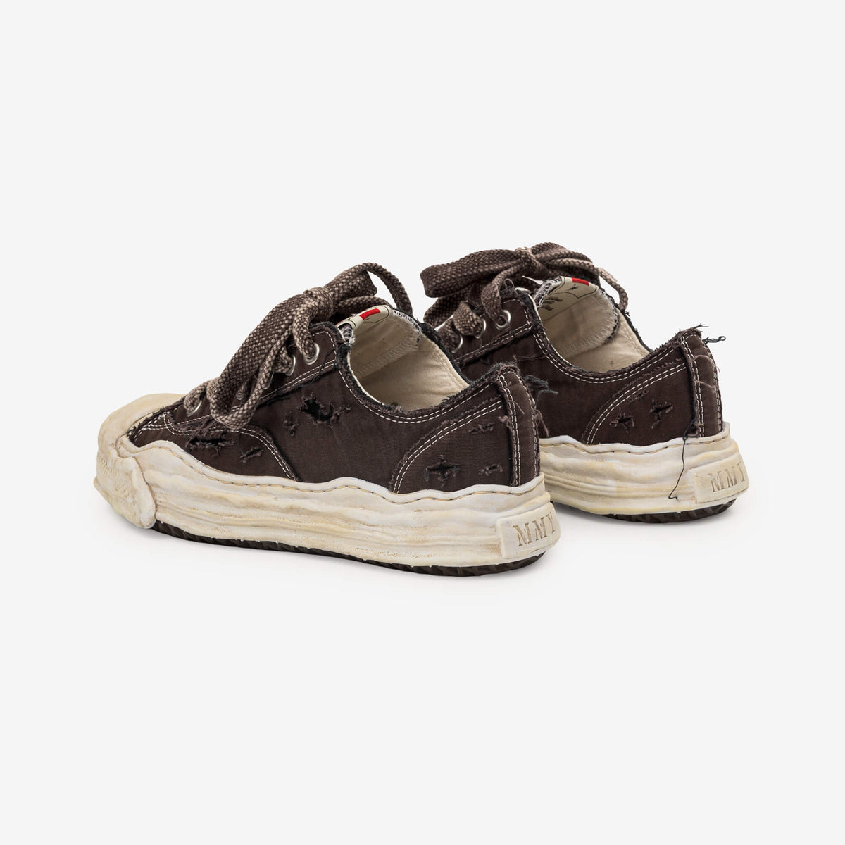 Mihara Yasuhiro Hank Ripping Canvas Low-Top Sneakers Brown-5
