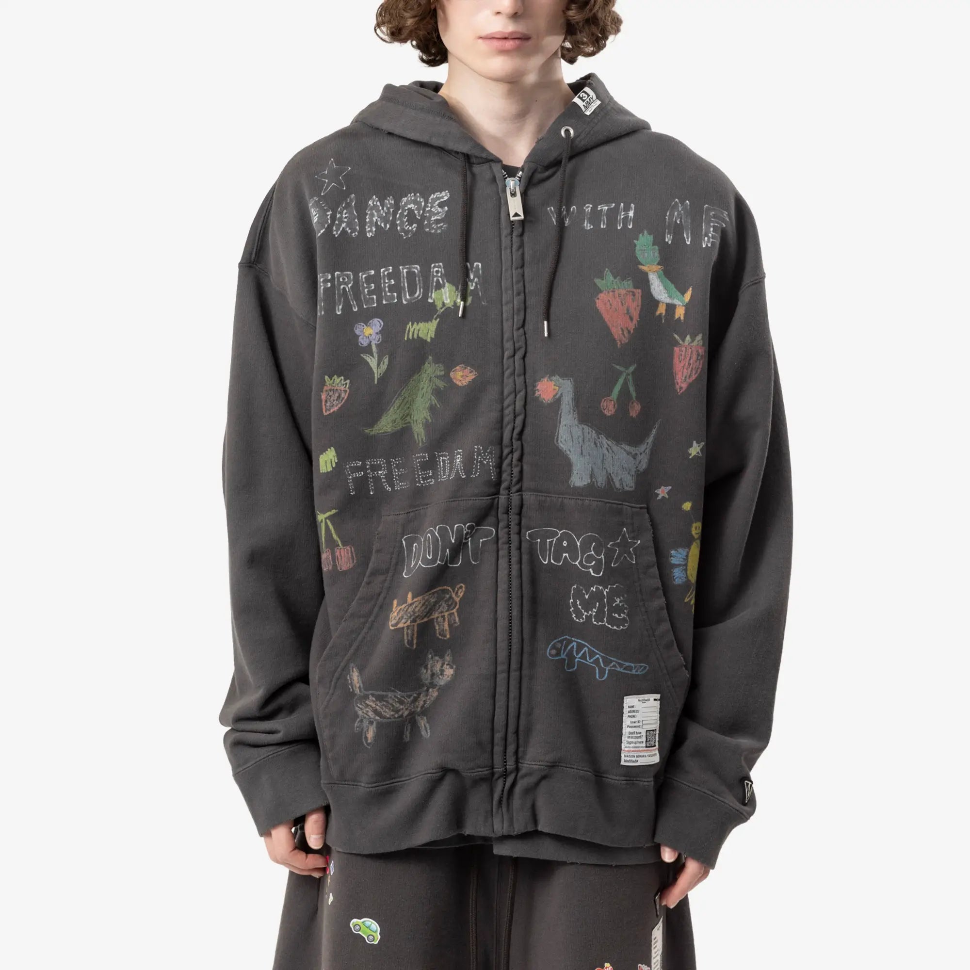 Mihara Yasuhiro Kids Doodle Hoody Black - 1