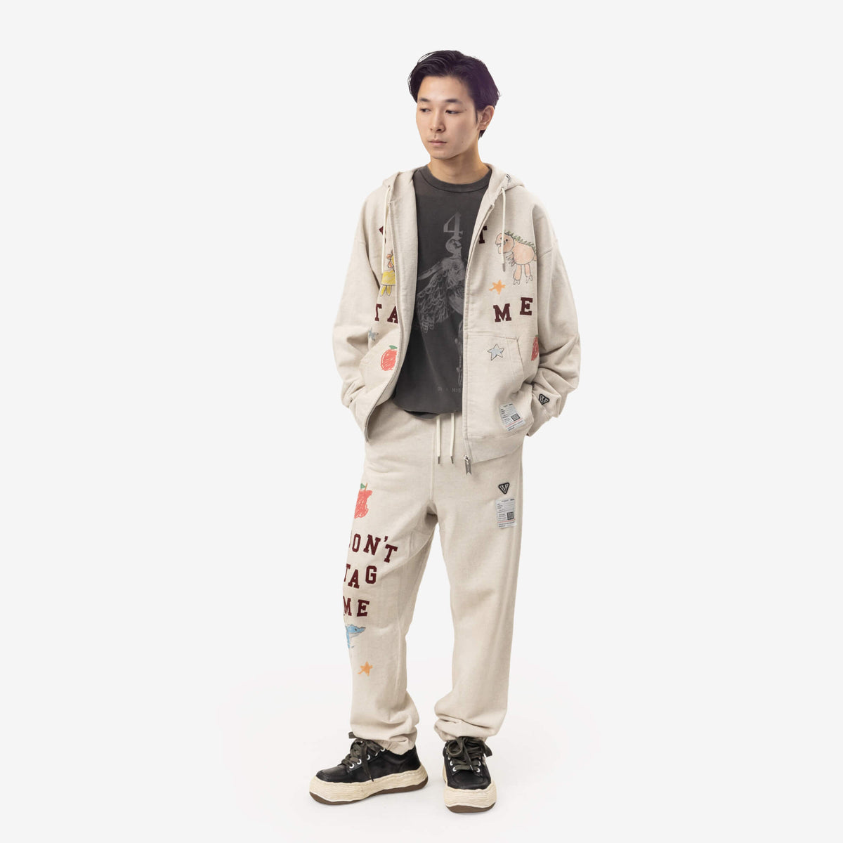 Mihara Yasuhiro Kids Doodle Sweatpants White-2