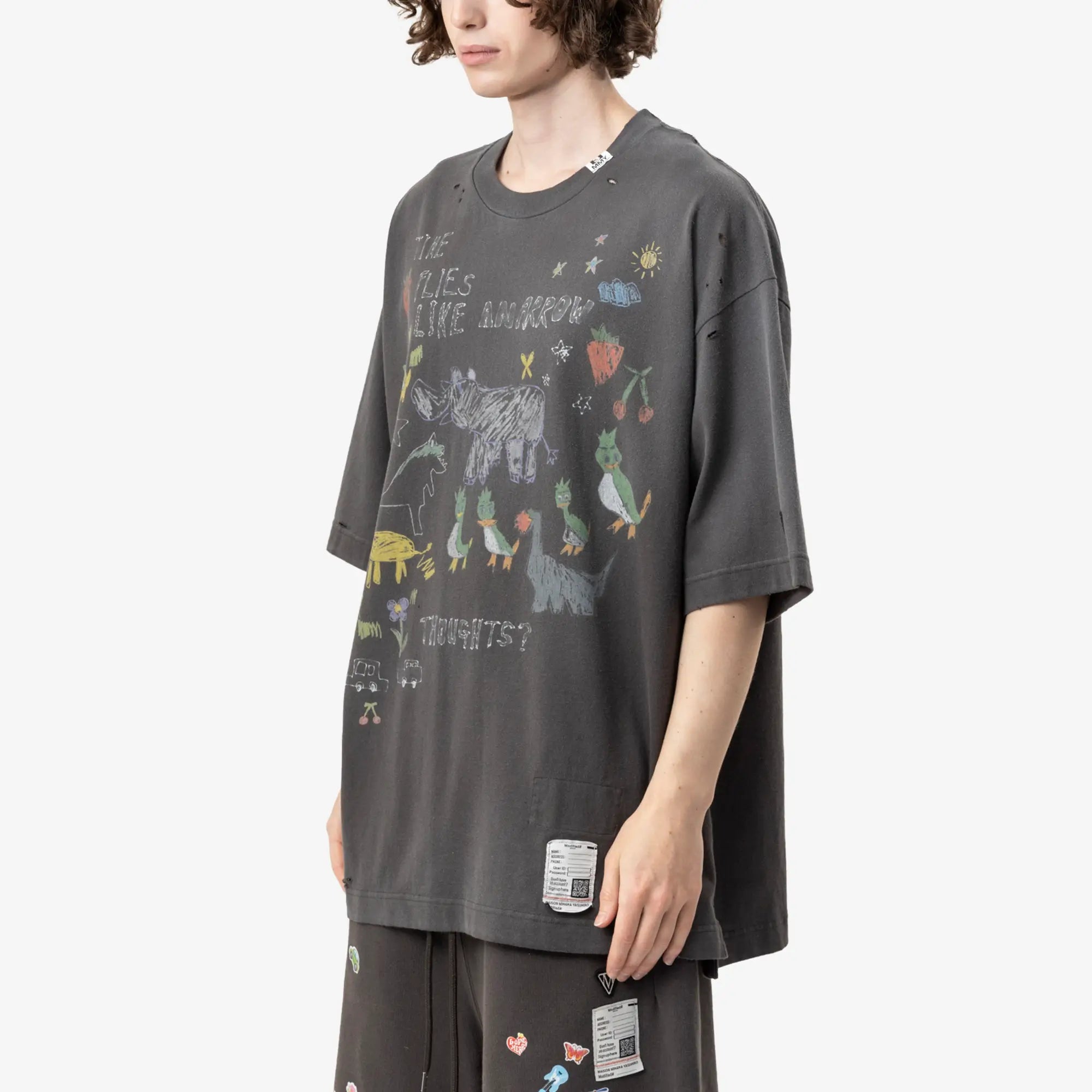 Mihara Yasuhiro Kids Doodle T-Shirt Black - 3