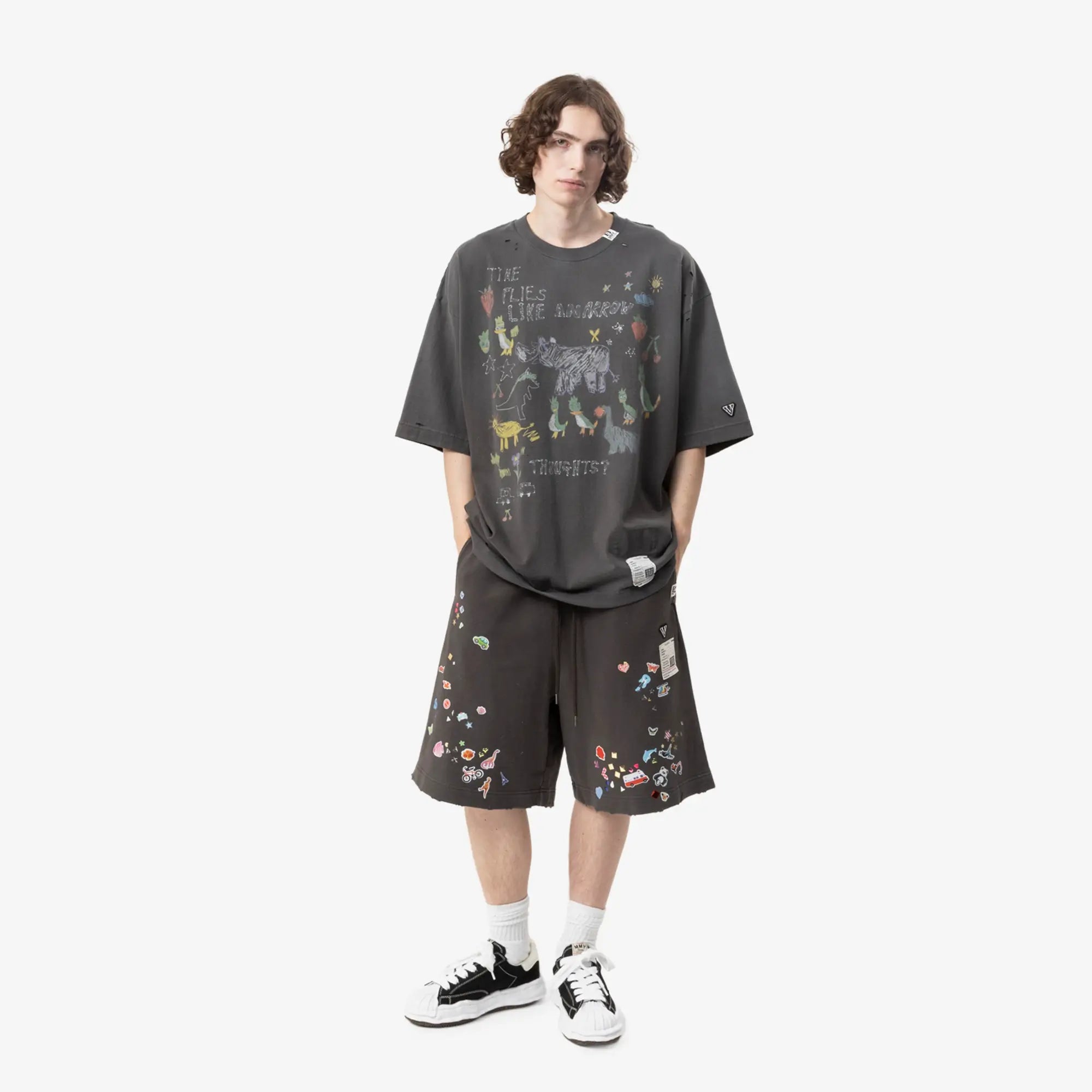 Mihara Yasuhiro Kids Doodle T-Shirt Black - 2