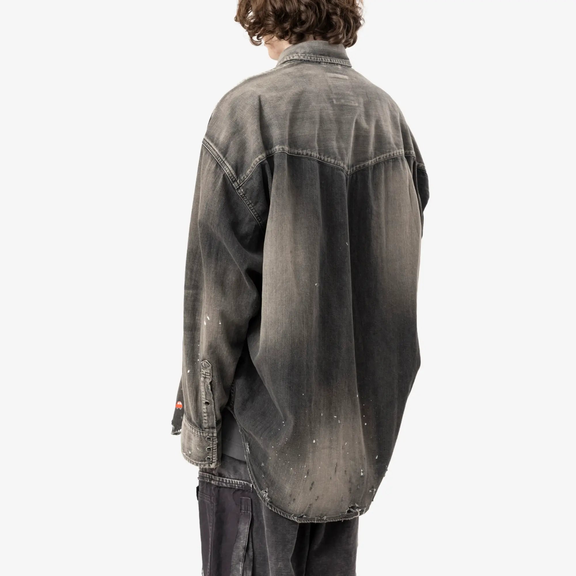 Mihara Yasuhiro Kids Sticker Denim Shirt Black - 4