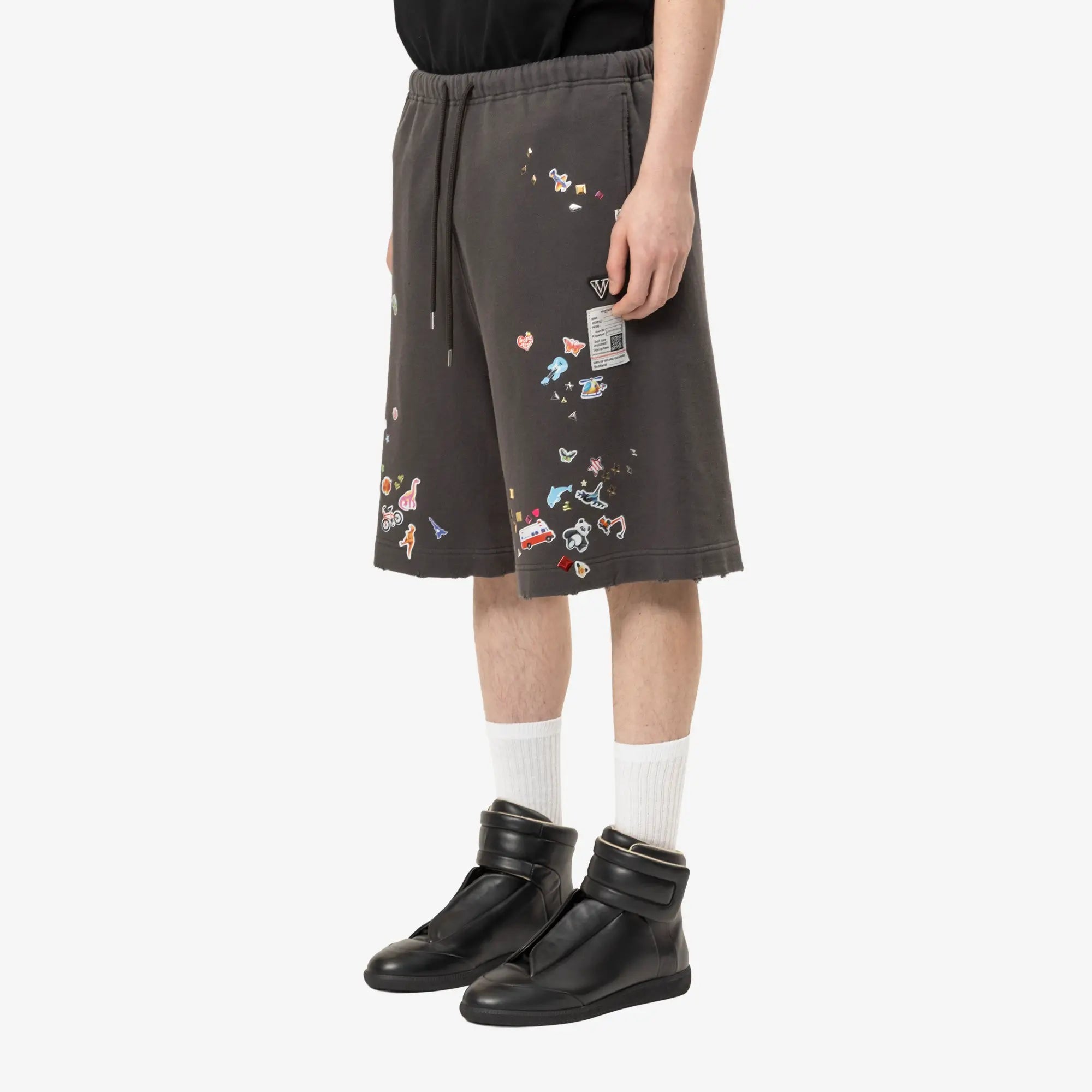 Mihara Yasuhiro Kids Sticker Shorts Black - 3