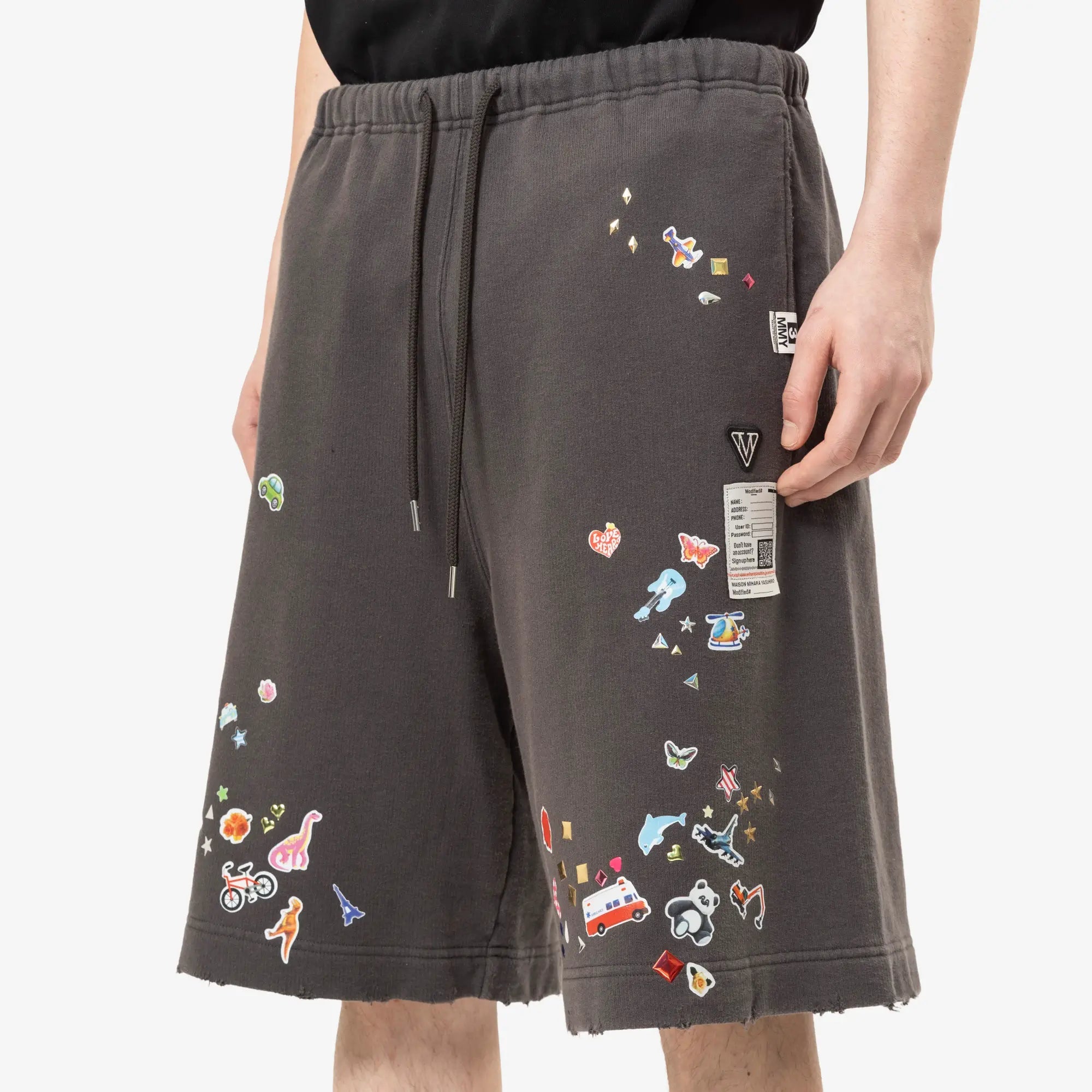 Mihara Yasuhiro Kids Sticker Shorts Black - 5