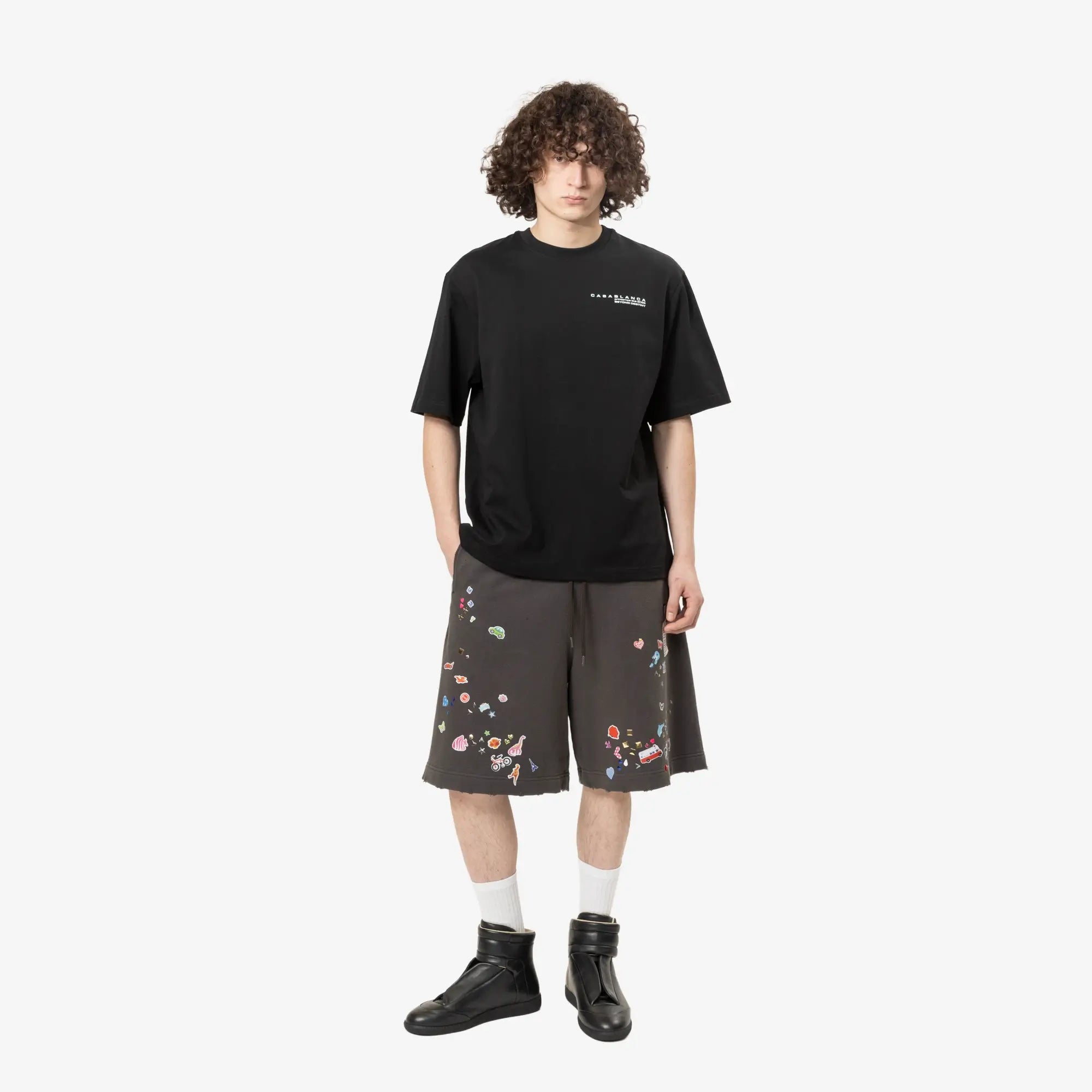 Mihara Yasuhiro Kids Sticker Shorts Black - 2