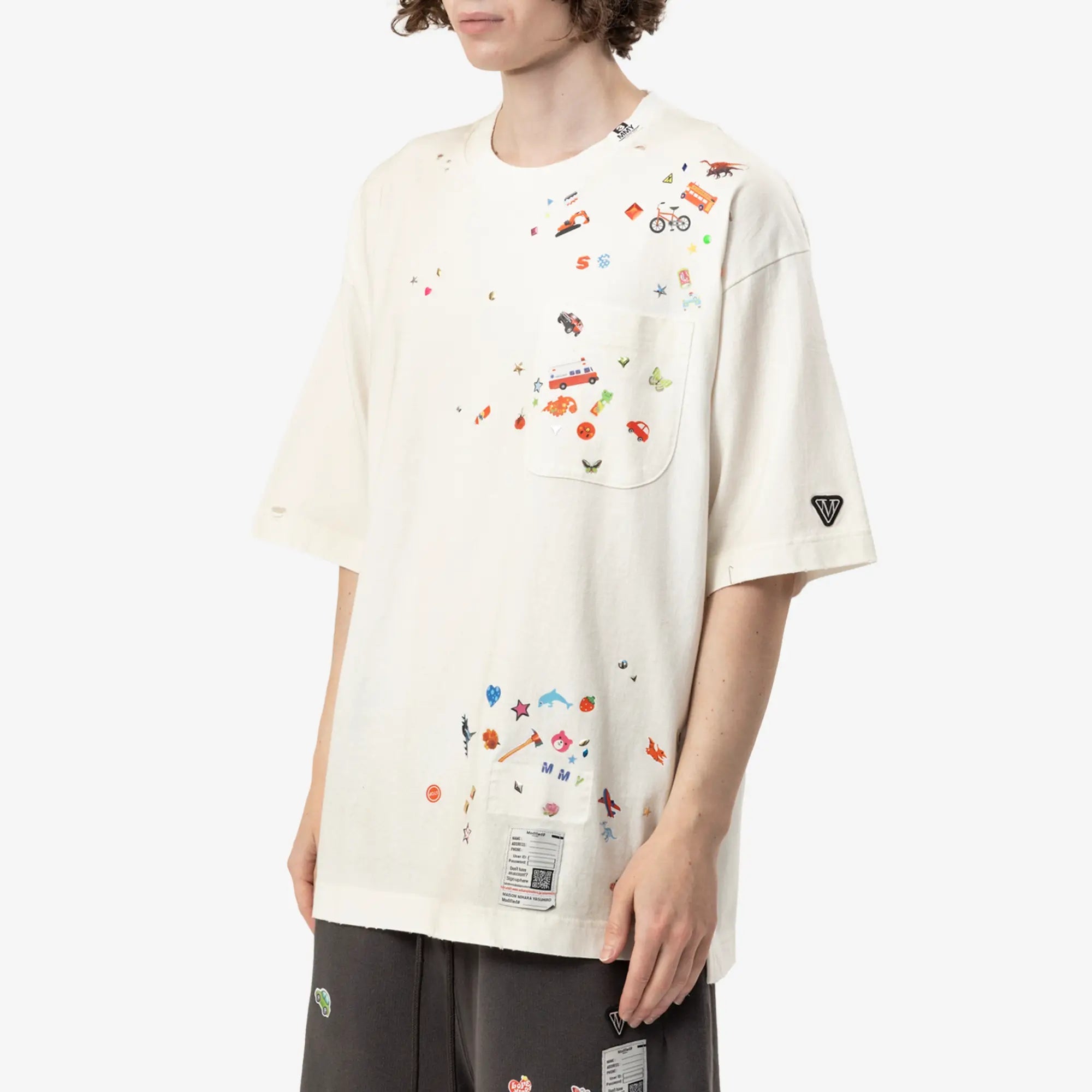 Mihara Yasuhiro Kids Sticker T-Shirt White - 3