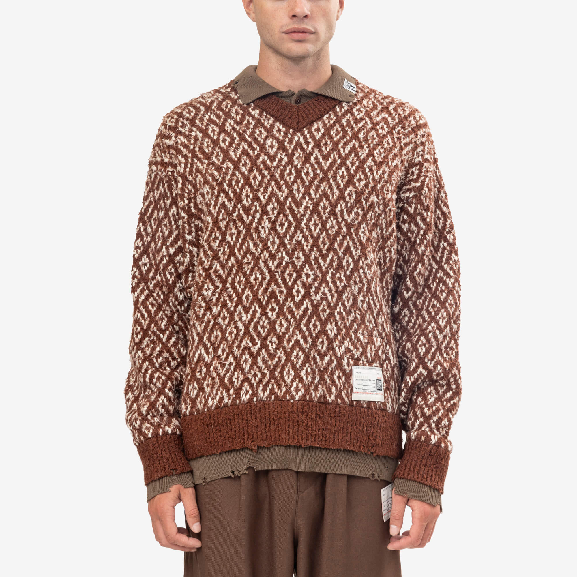 Mihara Yasuhiro Layered Knit Pullover Sweater Brown-1