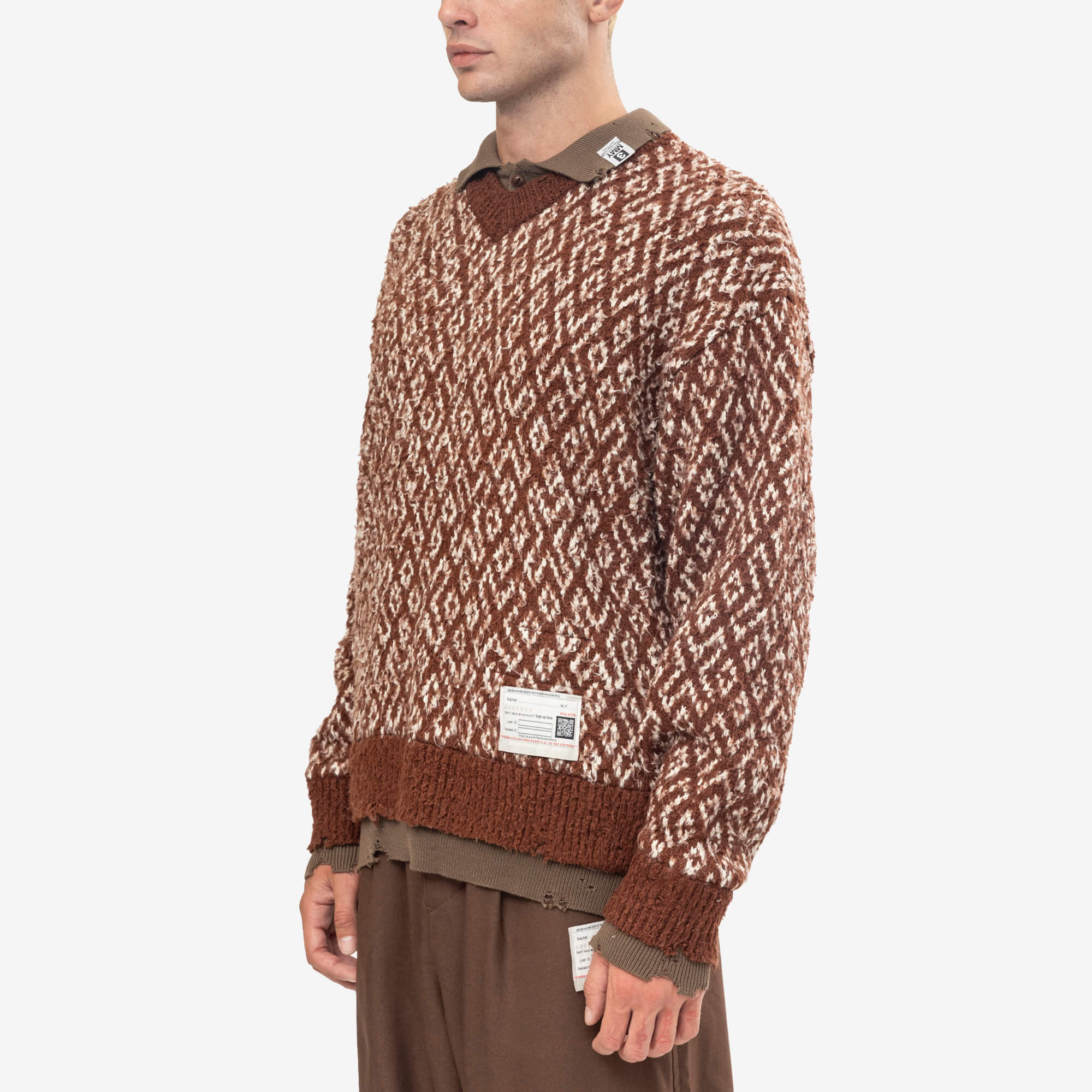 Mihara Yasuhiro Layered Knit Pullover Sweater Brown-3