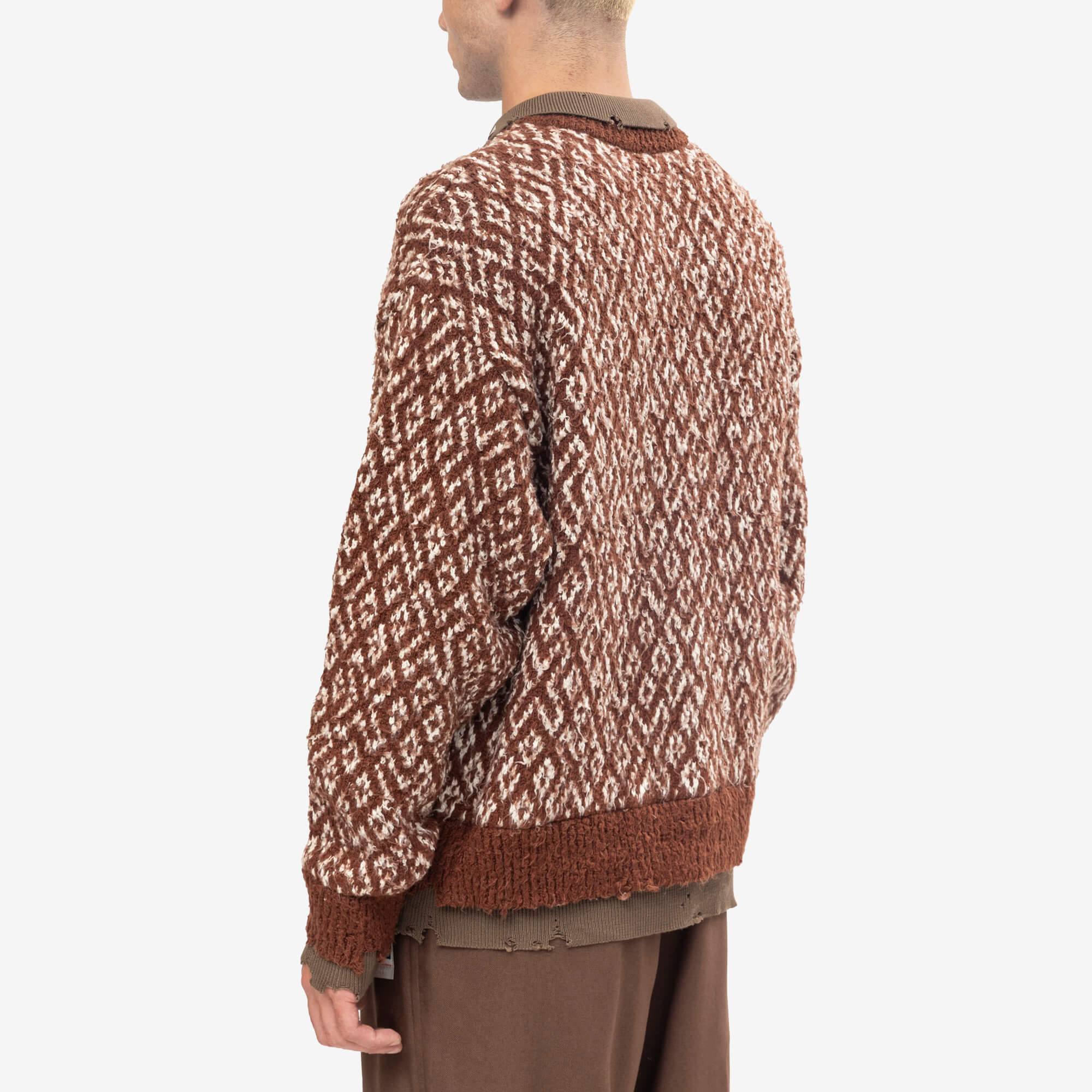 Mihara Yasuhiro Layered Knit Pullover Sweater Brown-4