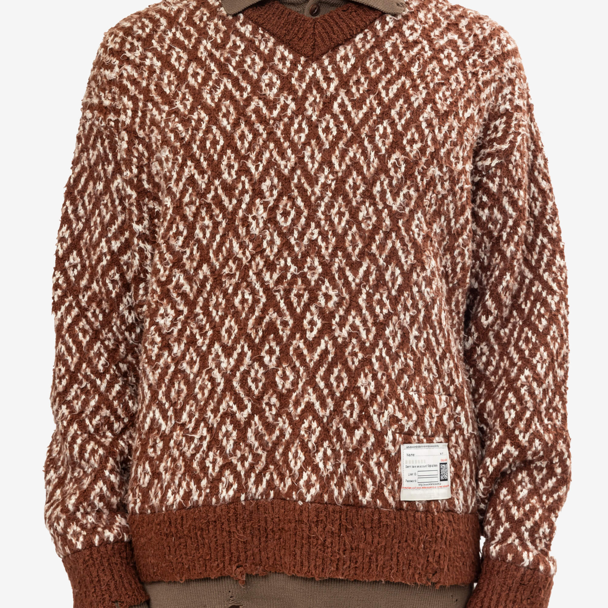 Mihara Yasuhiro Layered Knit Pullover Sweater Brown-5