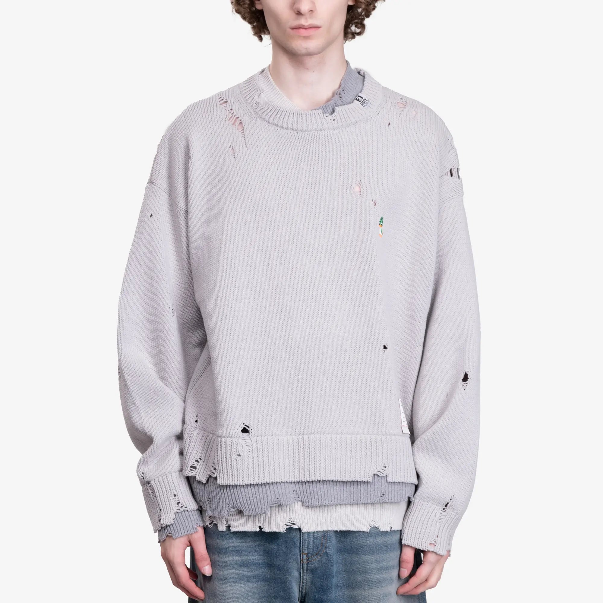 Mihara Yasuhiro Layered Knit Sweater Grey - 1