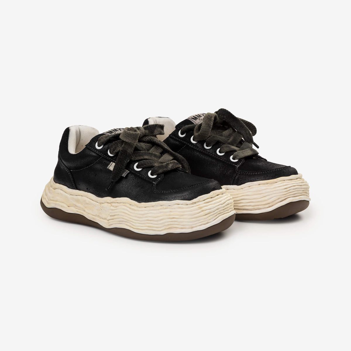 Mihara Yasuhiro Oliver Waxed Suede Low-Top Sneakers Black-1