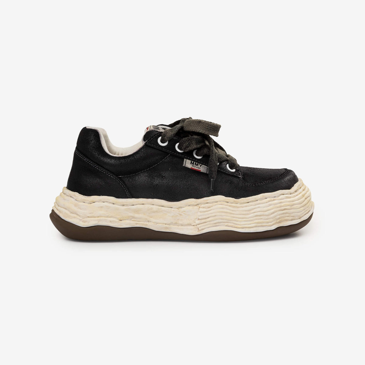 Mihara Yasuhiro Oliver Waxed Suede Low-Top Sneakers Black-3