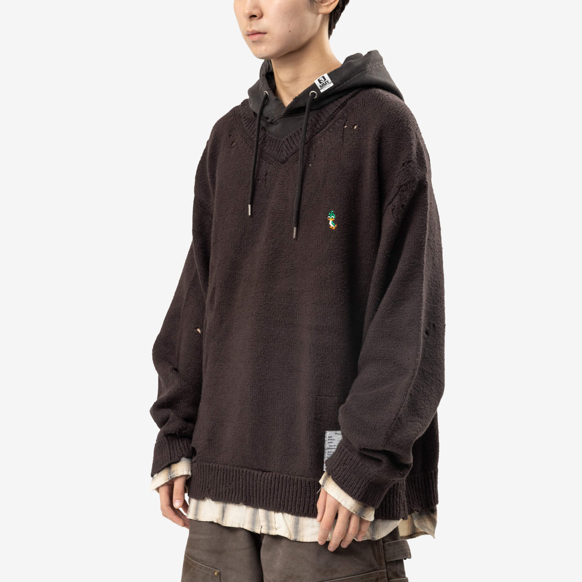 Mihara Yasuhiro Triple Layered Knit Hoody Black-3
