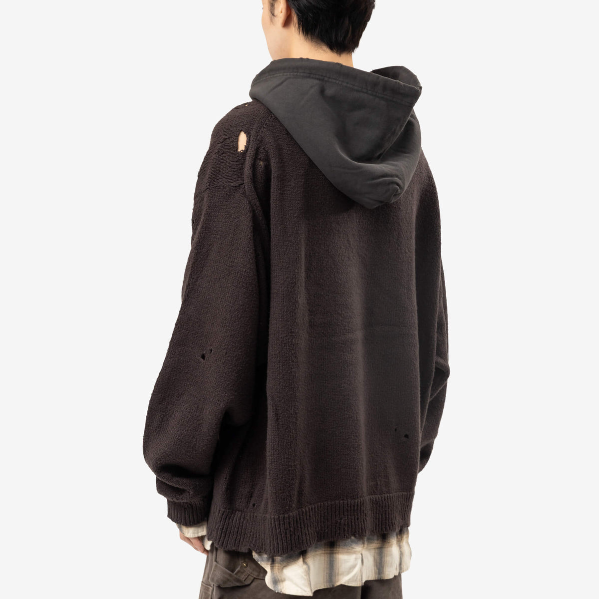 Mihara Yasuhiro Triple Layered Knit Hoody Black-4