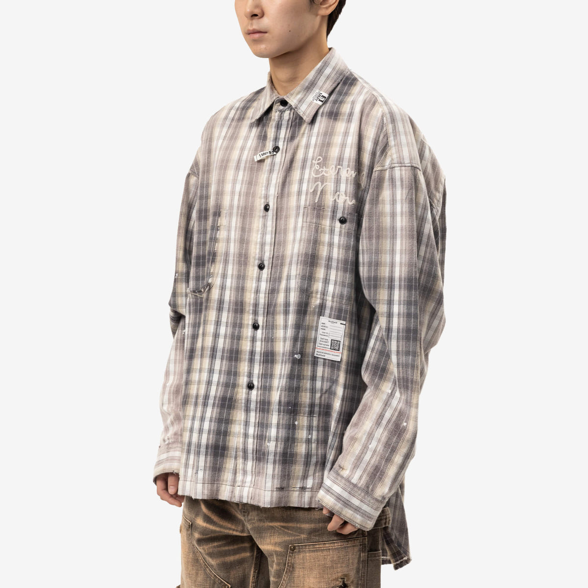 Mihara Yasuhiro Vintage Link Check Shirt Black-3