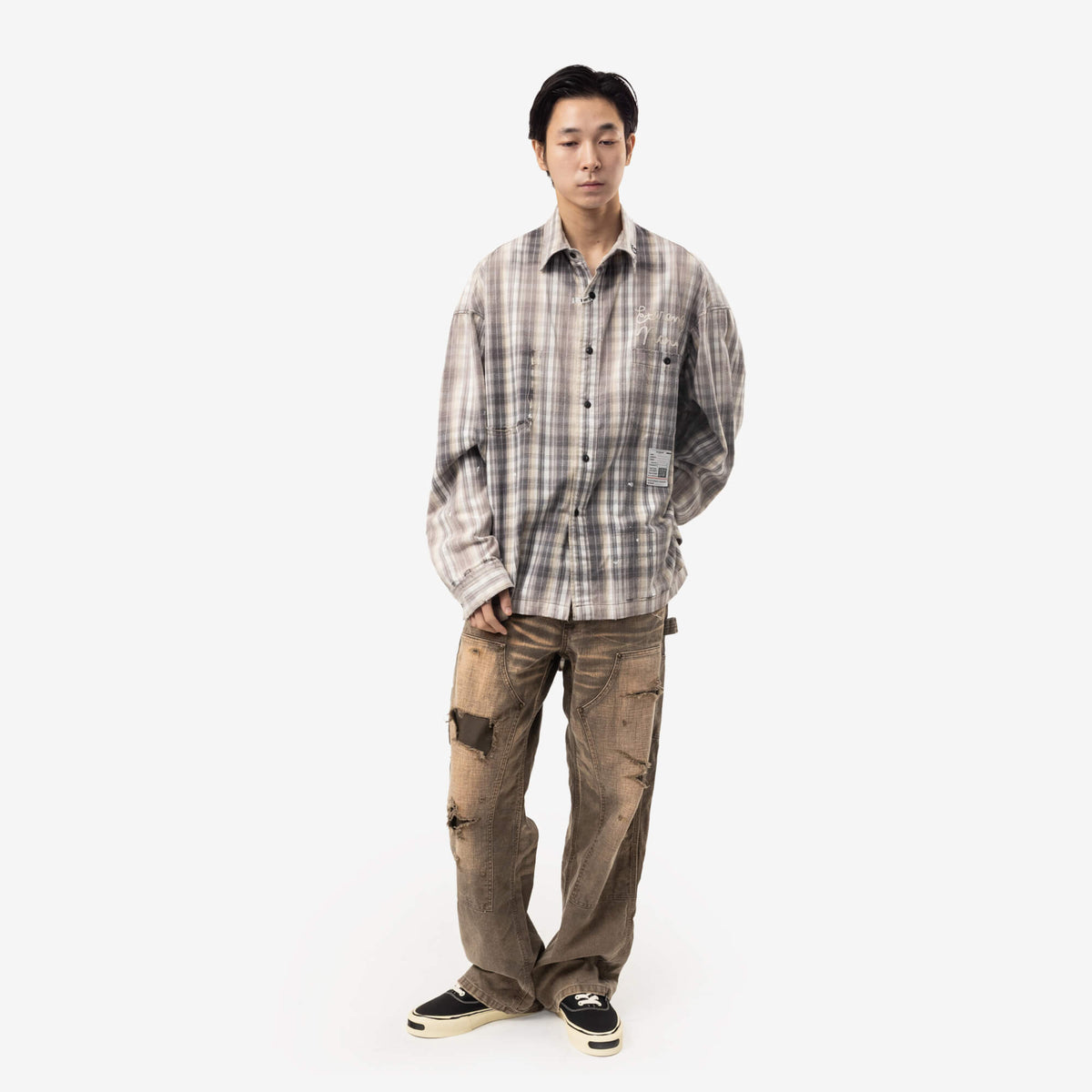 Mihara Yasuhiro Vintage Link Check Shirt Black-2