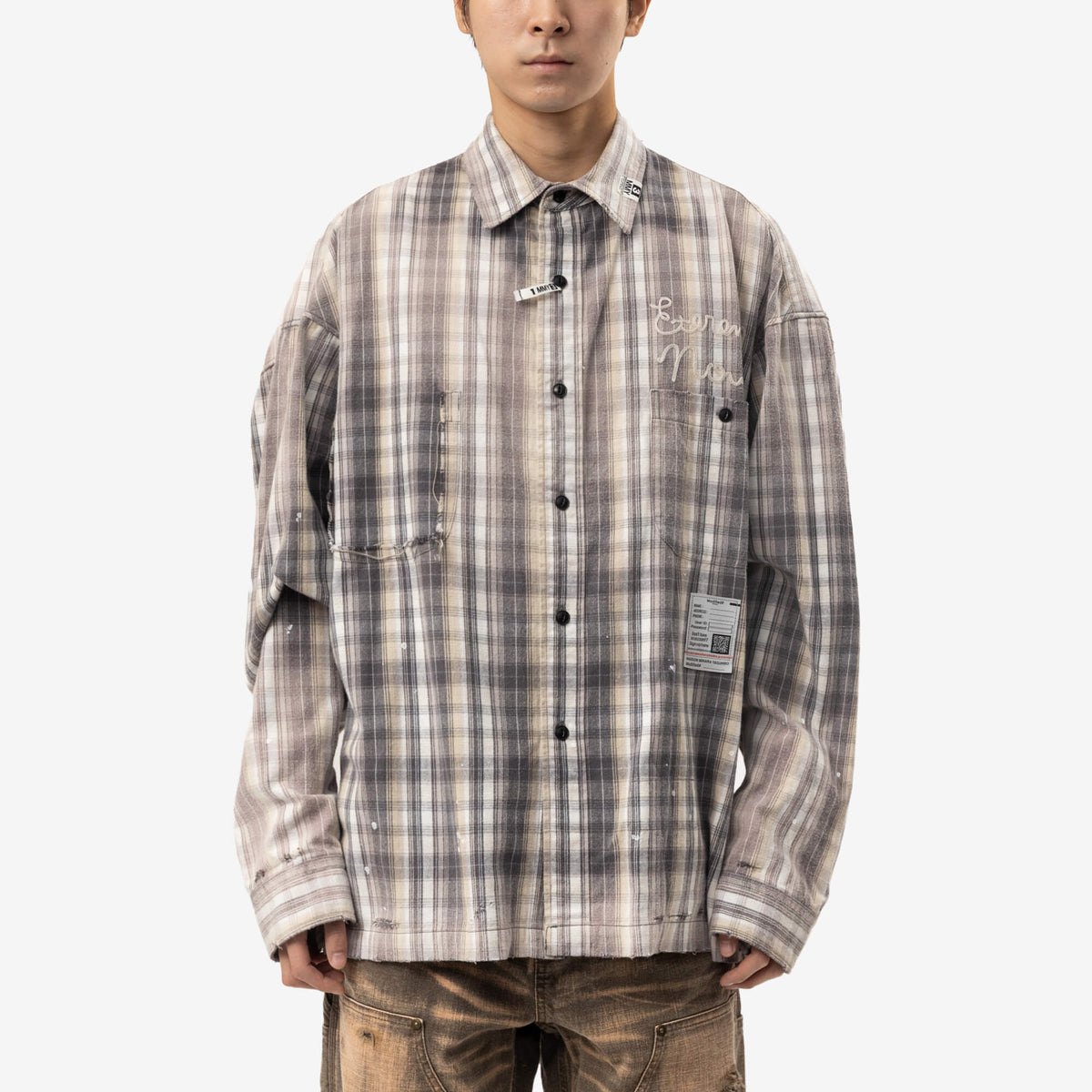 Mihara Yasuhiro Vintage Link Check Shirt Black-1