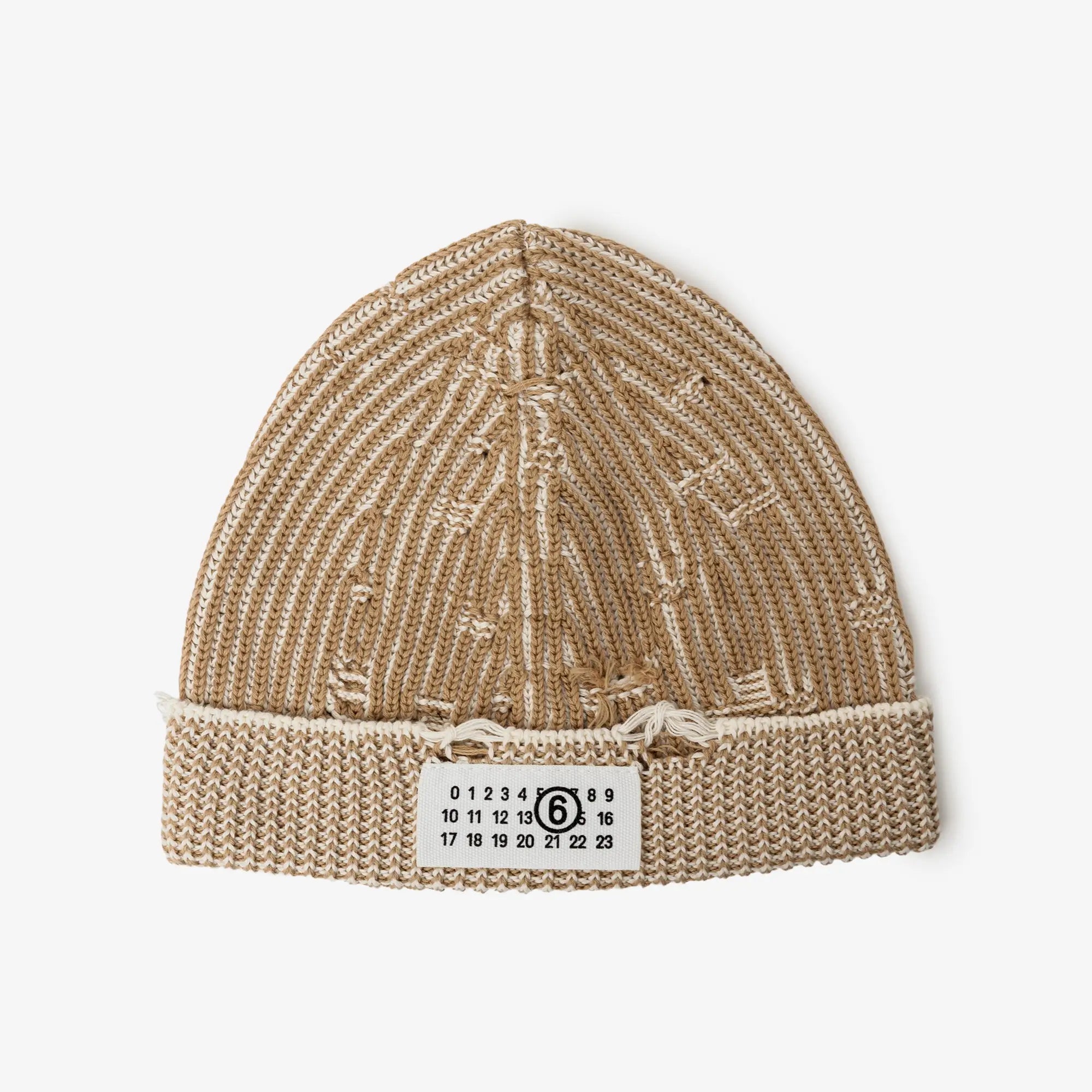 MM6 Amended Optical Rib Beanie Camel Chalk - 1