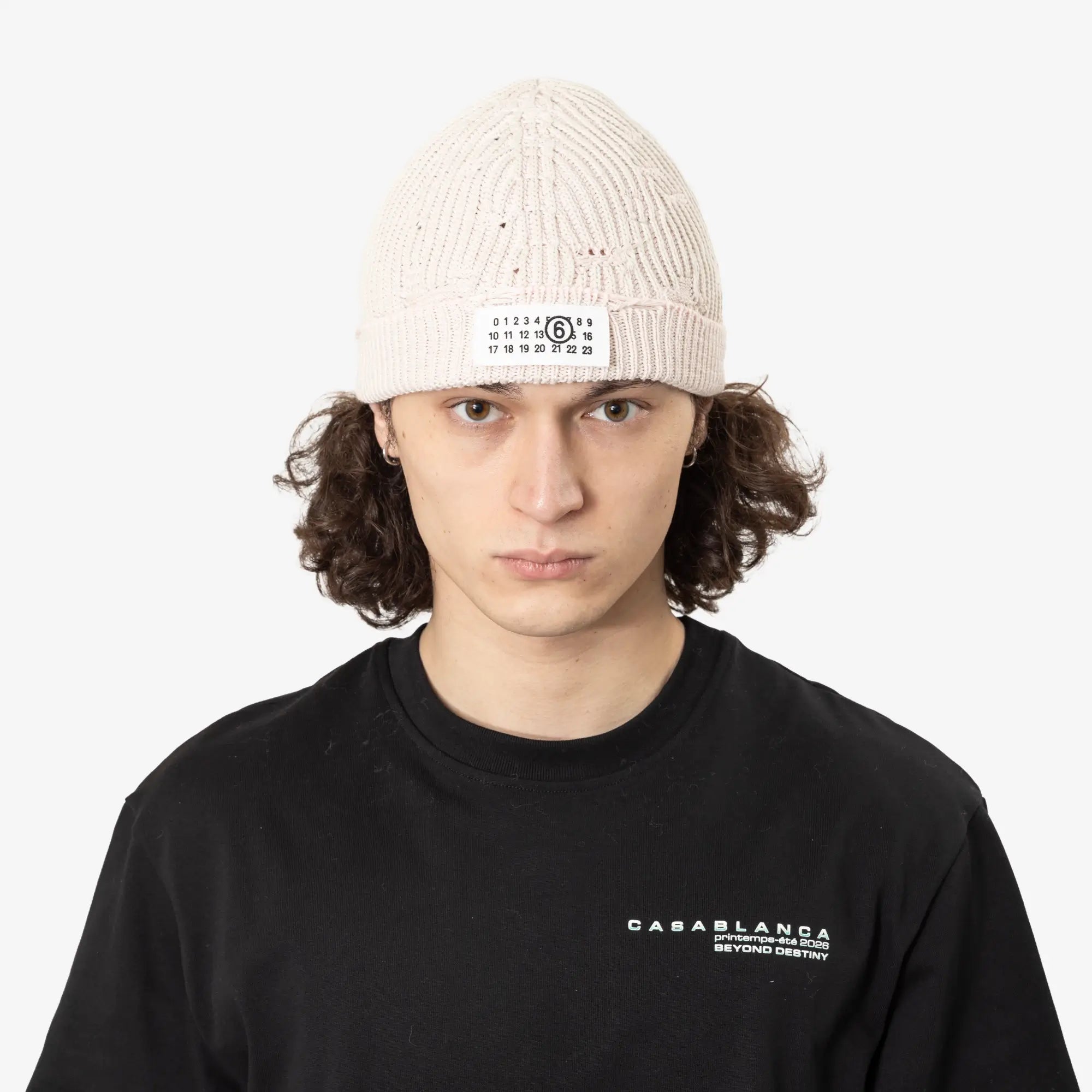 MM6 Amended Optical Rib Beanie Light Grey Rose - 2