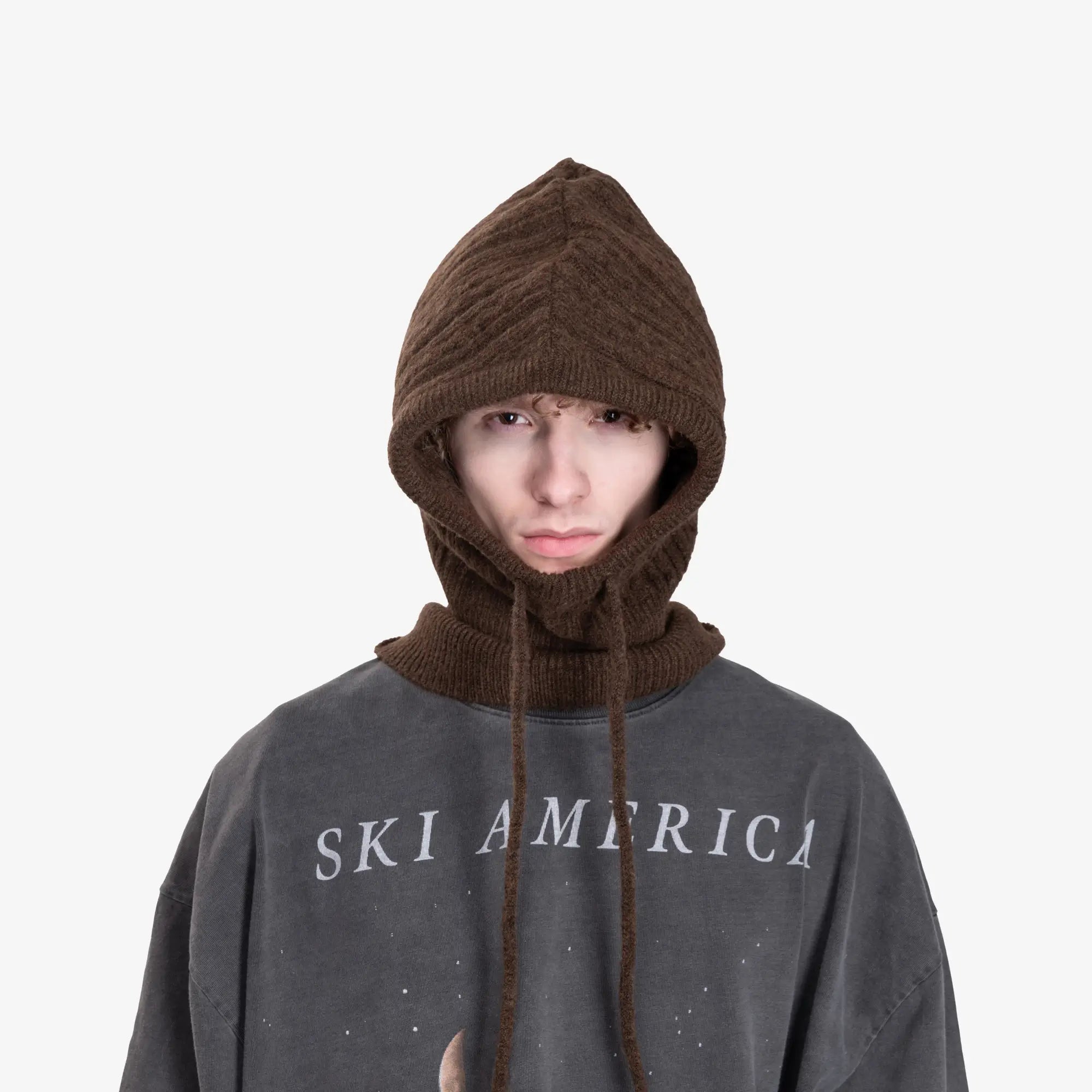 MM6 Cable Knit Hood Brown - 2