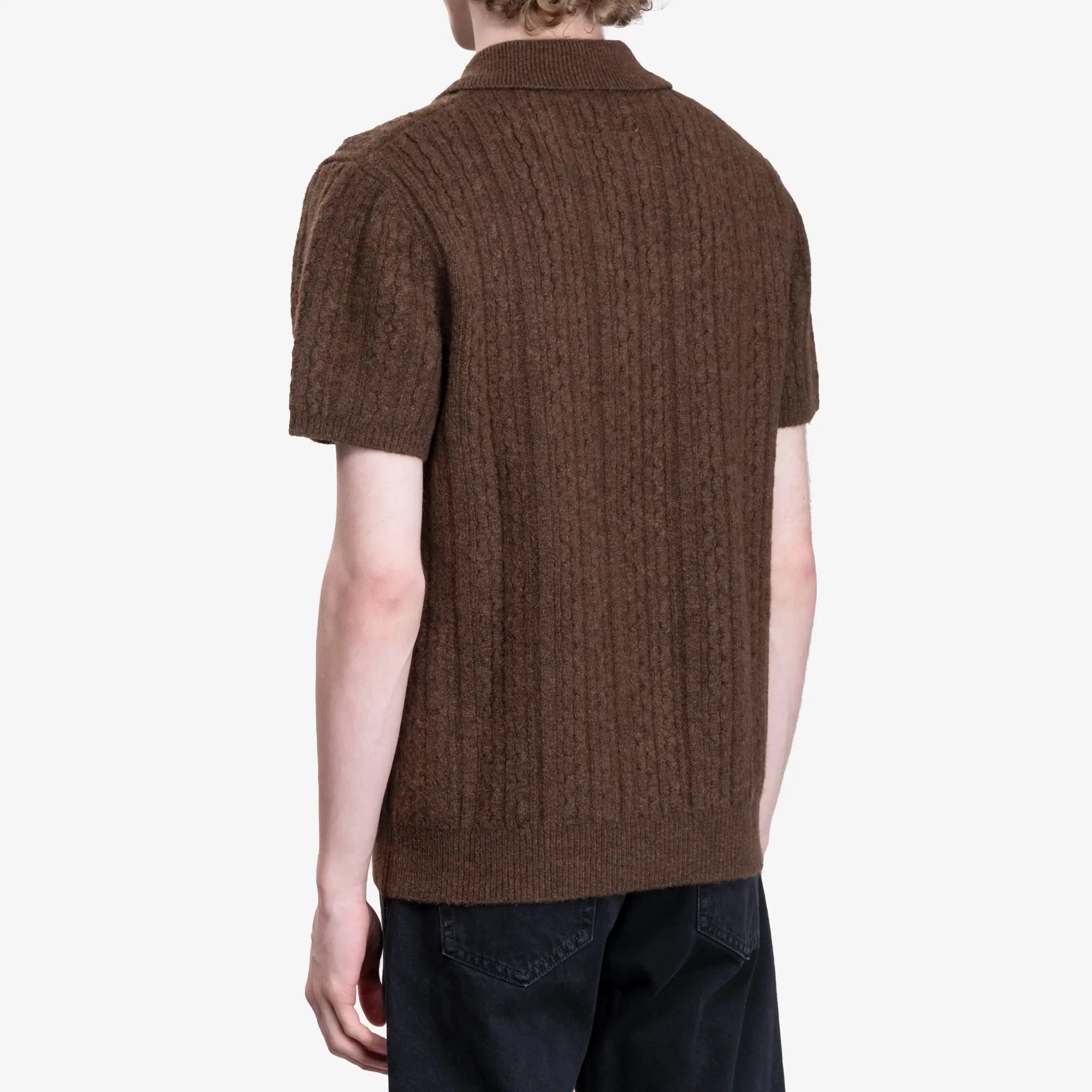 MM6 Cable Knit Polo Brown - 4