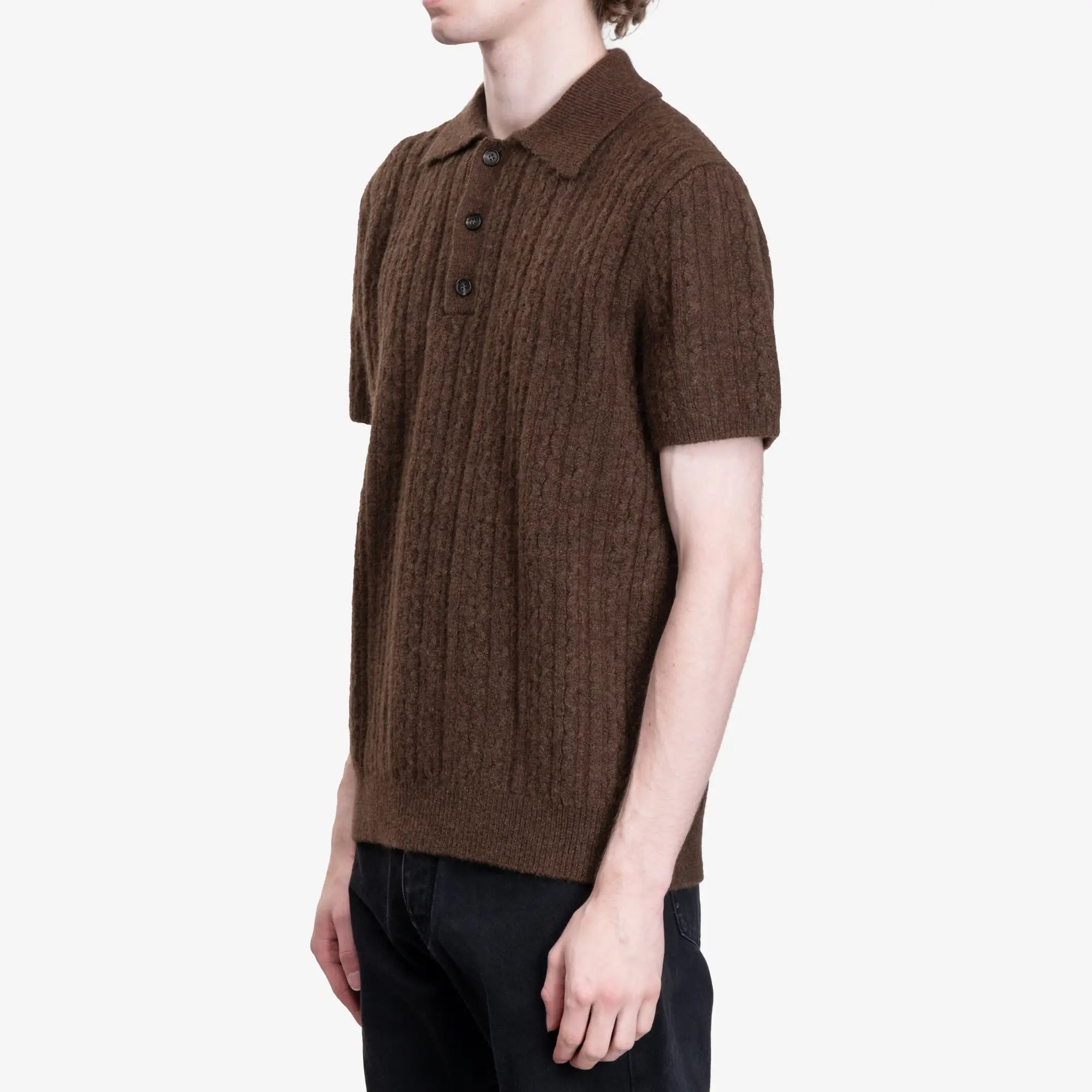 MM6 Cable Knit Polo Brown - 3