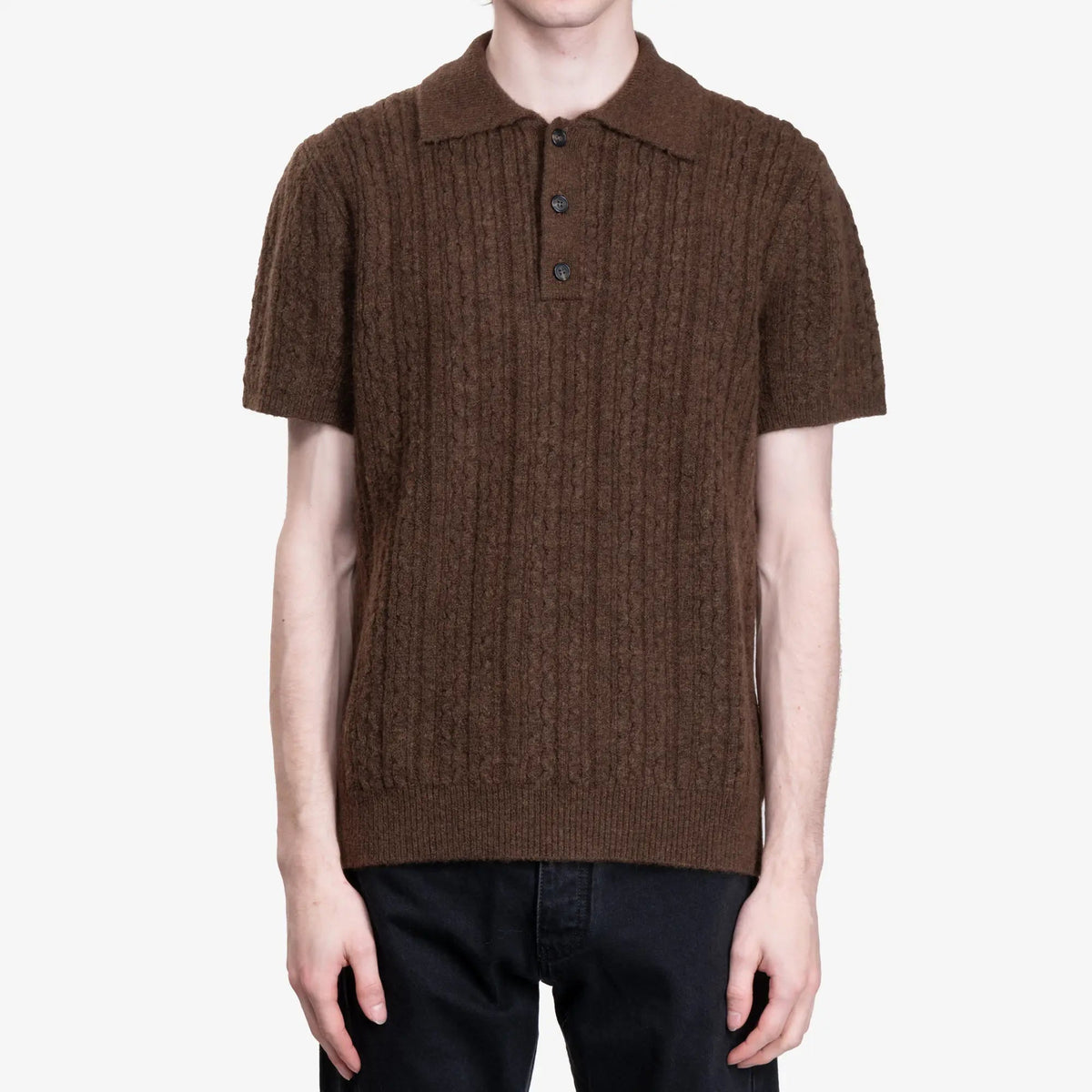 MM6 Maison Margiela ケーブルニット ポロシャツ ブラウン｜Feuille