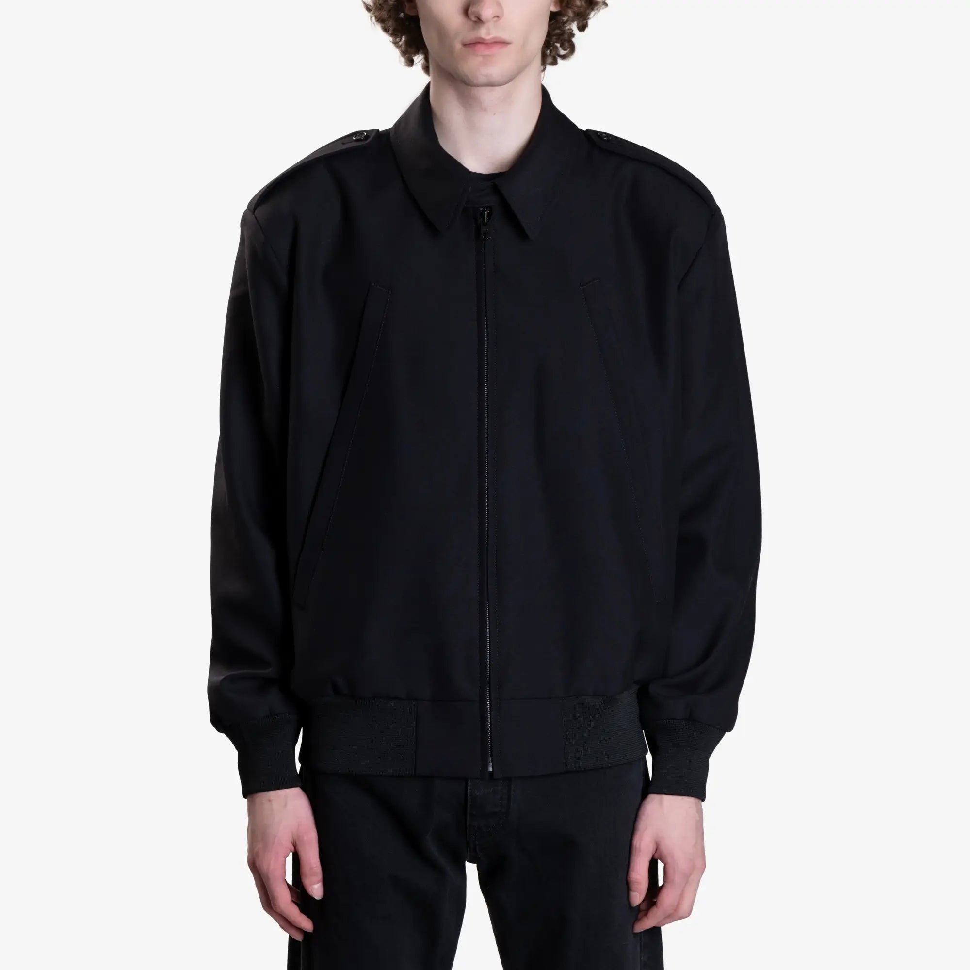 MM6 Collared Wool Jacket Black - 1