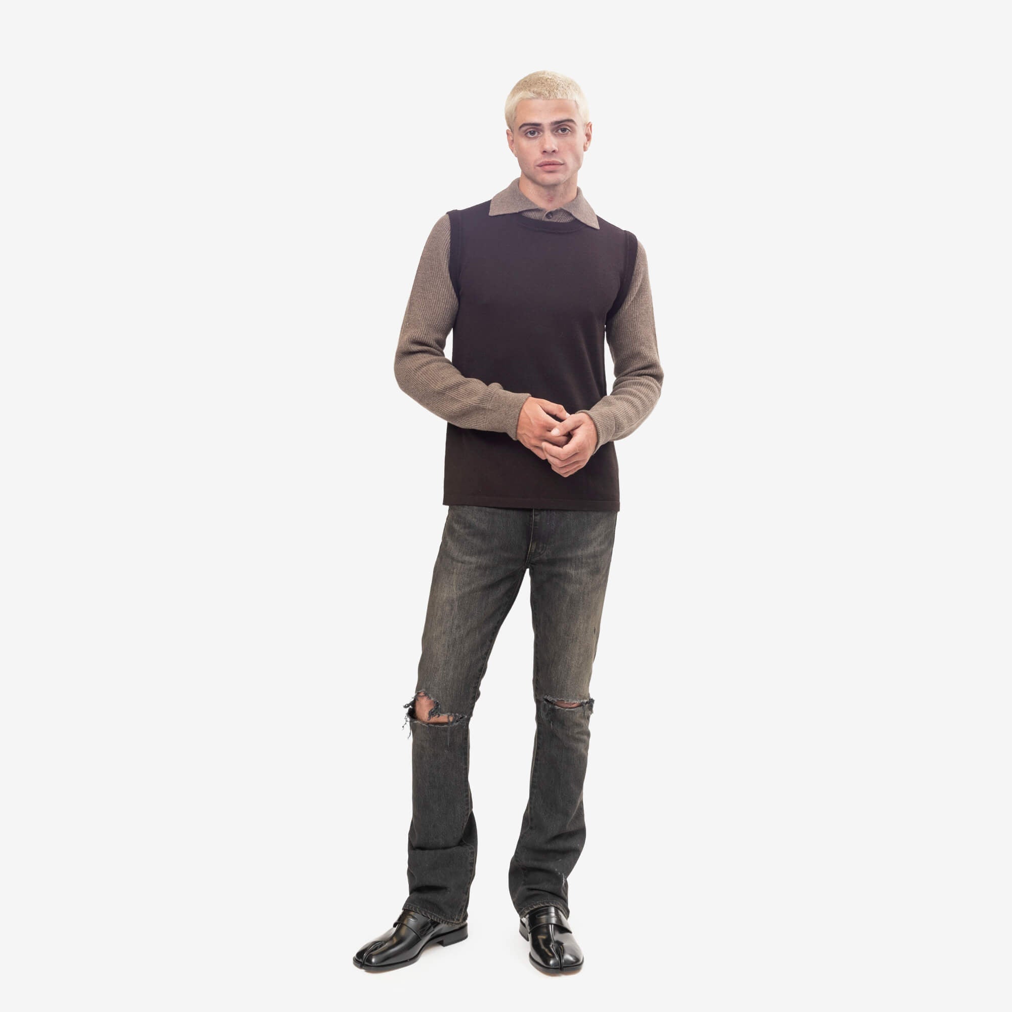 MM6 Combo Polo Shirt Brown/Beige-2