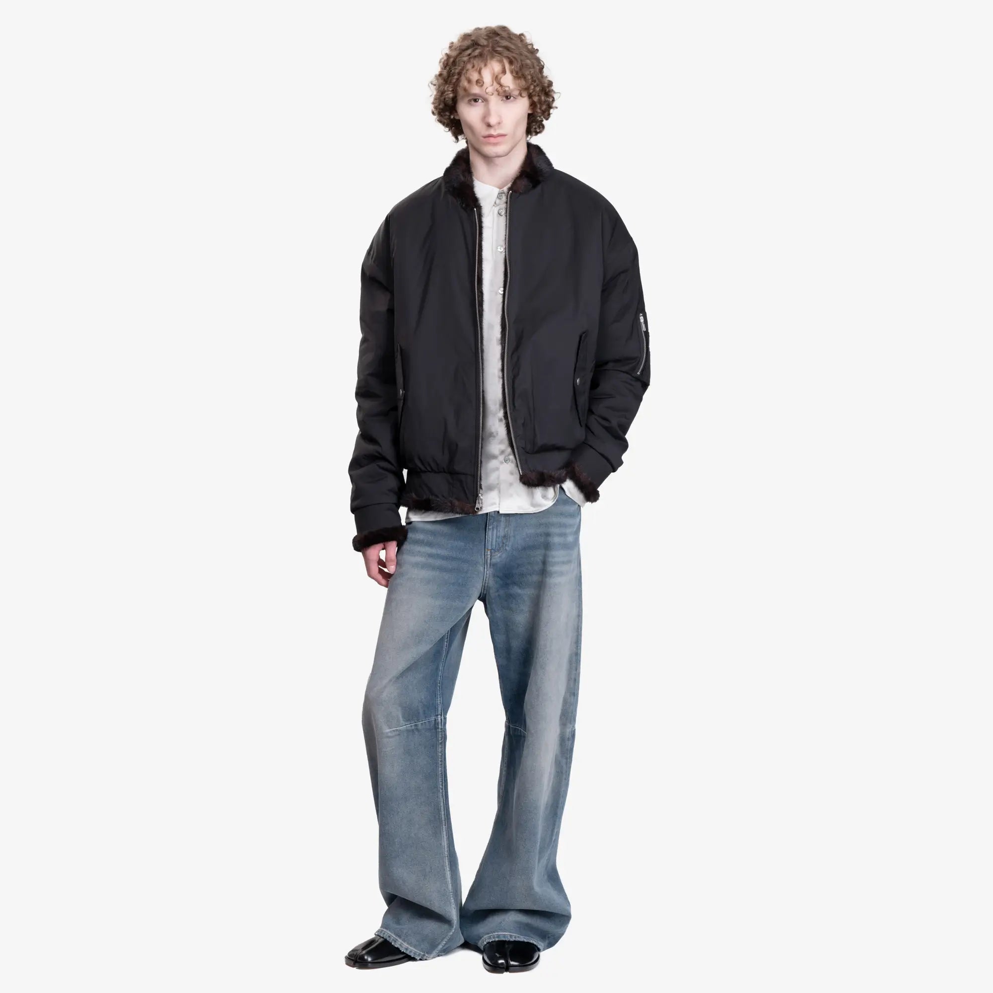 MM6 Faux Fur Reversible Jacket Black - 8