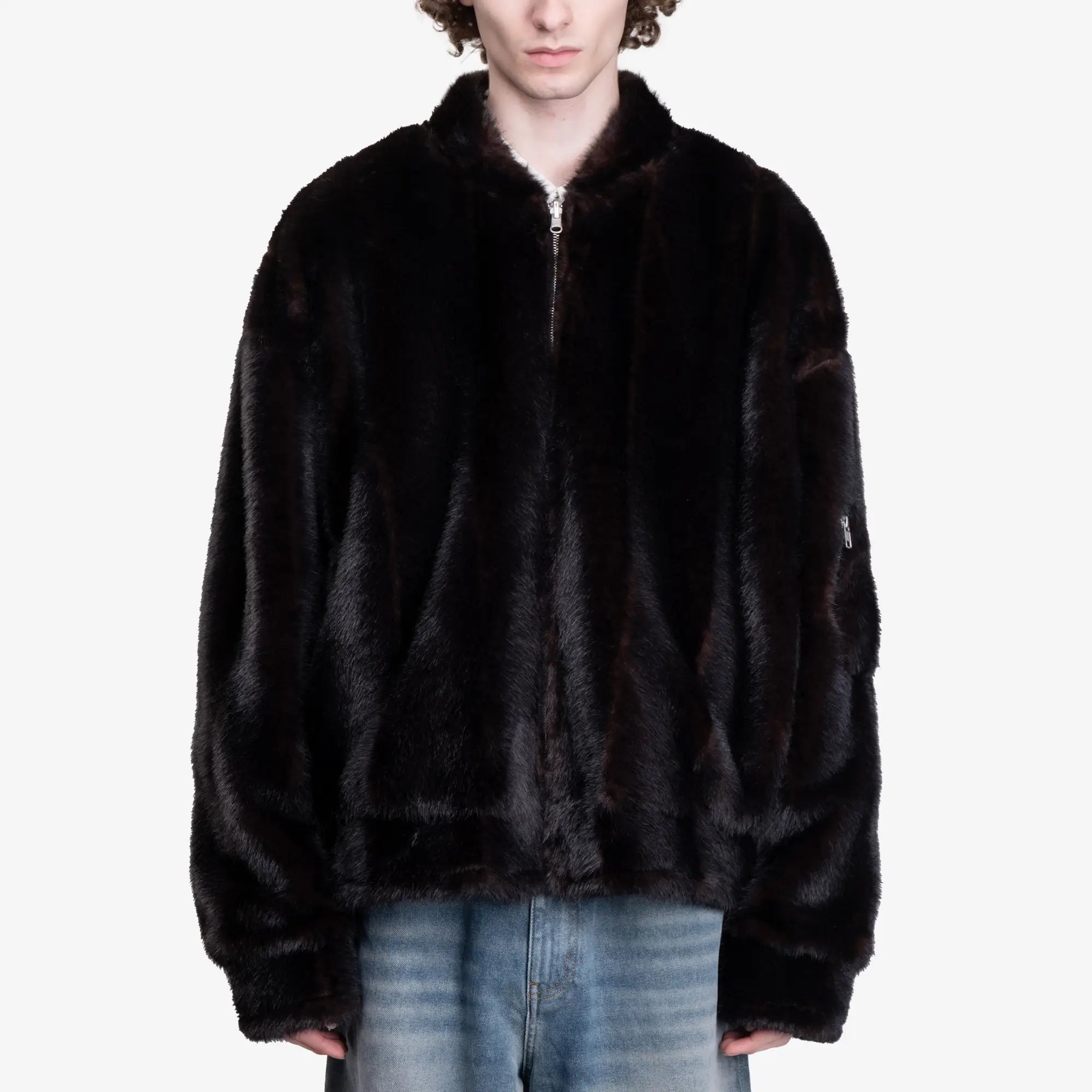 MM6 Faux Fur Reversible Jacket Black - 1