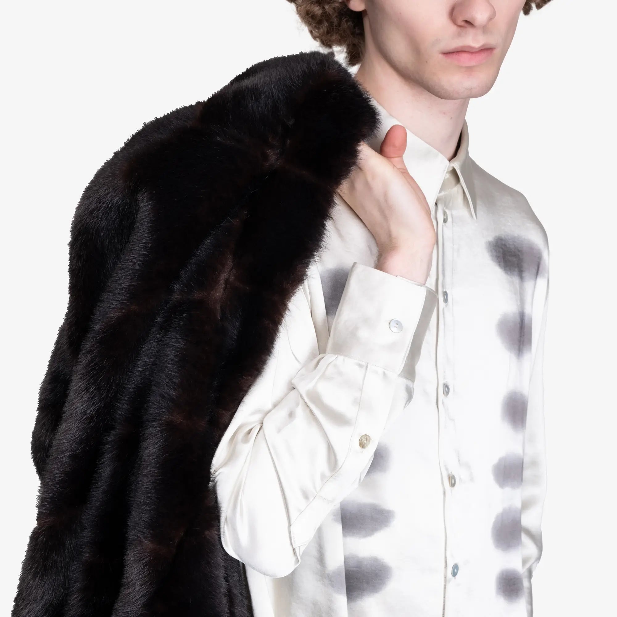 MM6 Faux Fur Reversible Jacket Black - 10