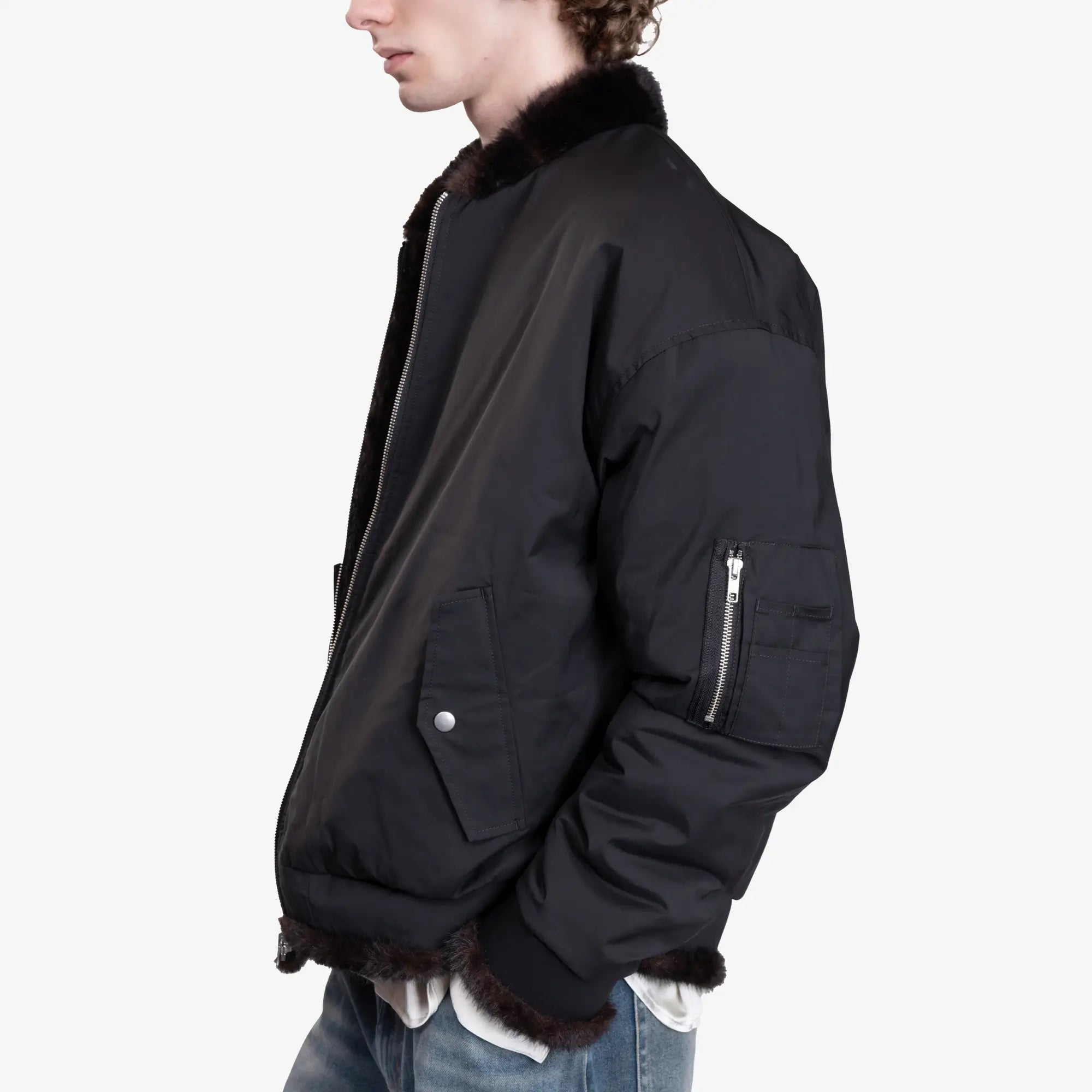 MM6 Faux Fur Reversible Jacket Black - 9