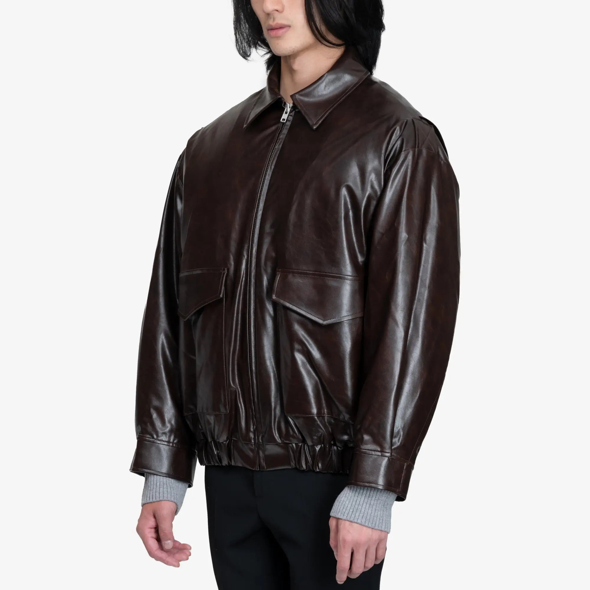 MM6 Faux Leather Jacket Burgundy - 3