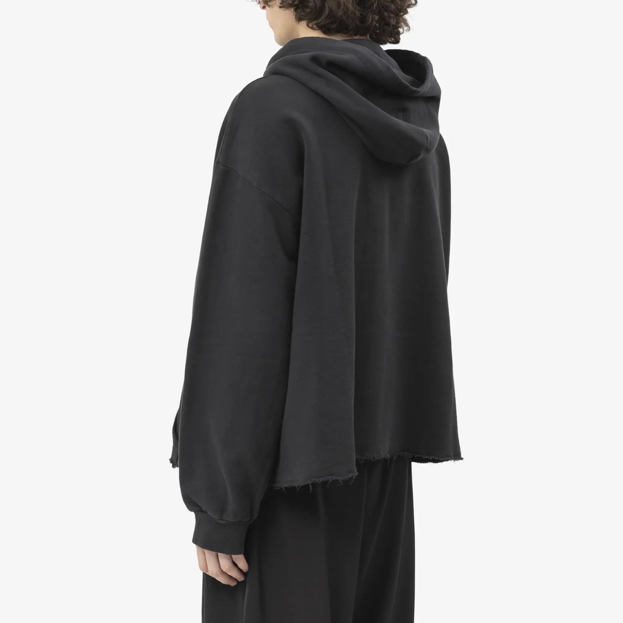 MM6 Numeric Logo Raw Hem Hoody Black - 4