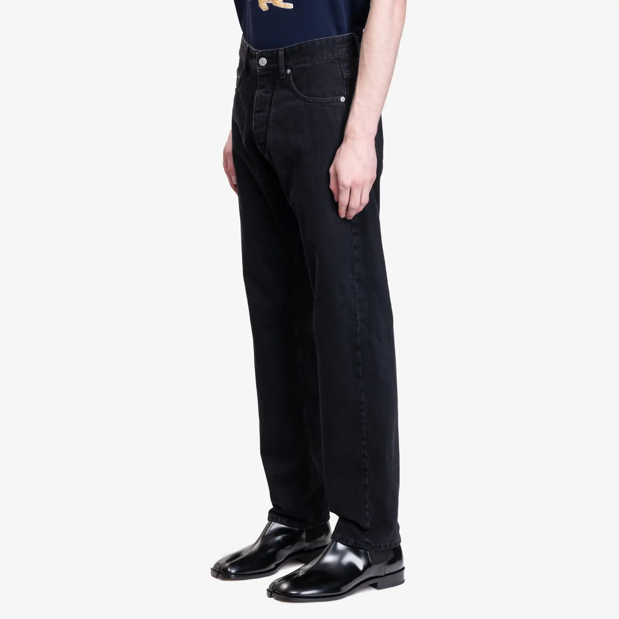 MM6 Numeric Logo Straight Leg Jeans Black - 3