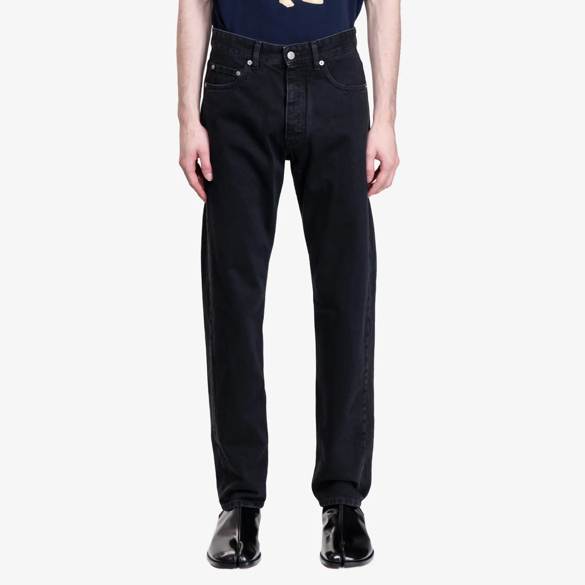 MM6 Numeric Logo Straight Leg Jeans Black - 1