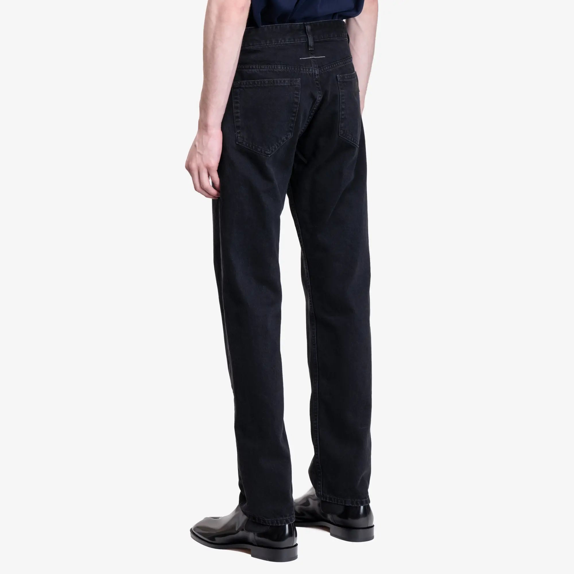 MM6 Numeric Logo Straight Leg Jeans Black - 4