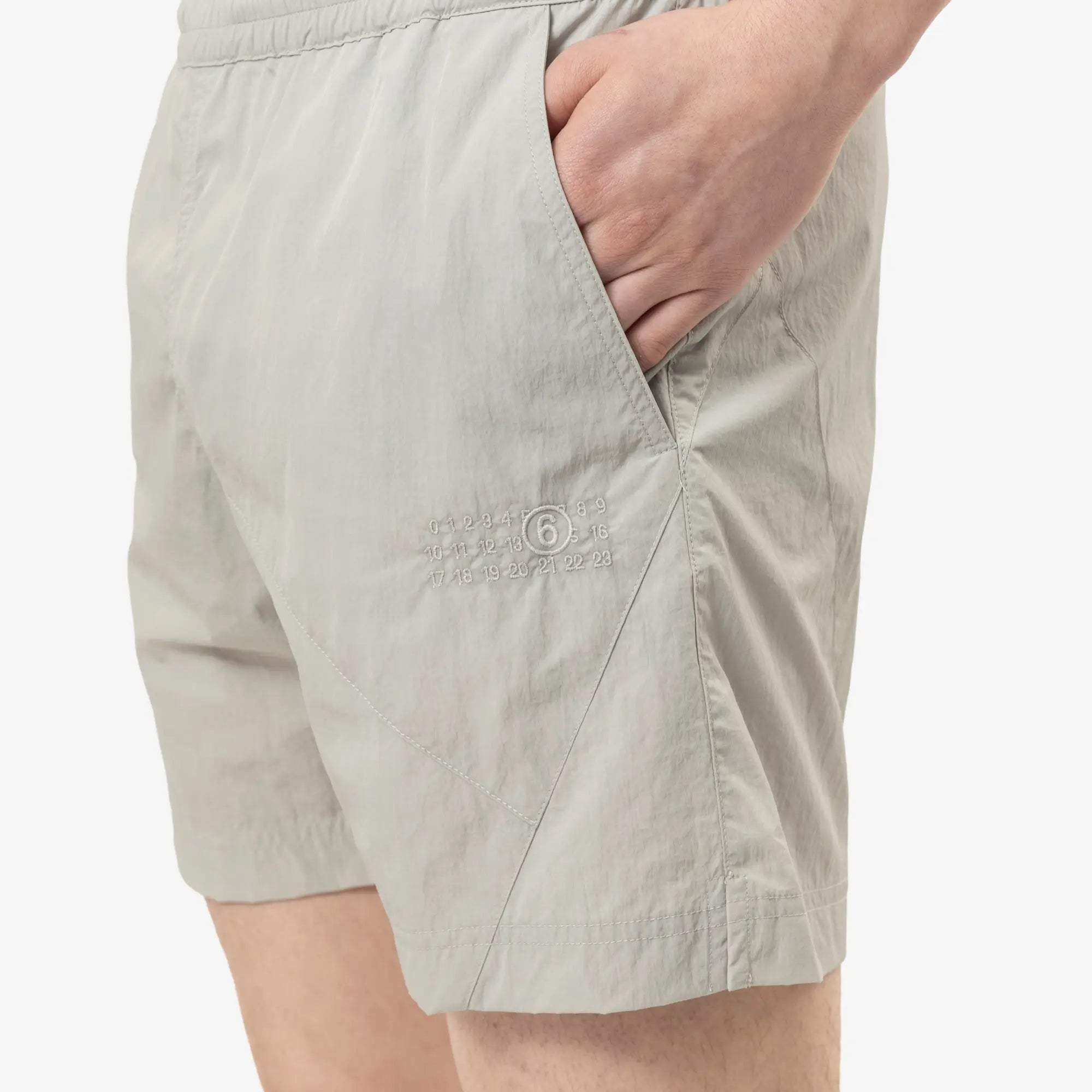MM6 Nylon Windbreaker Shorts Sage Grey - 5