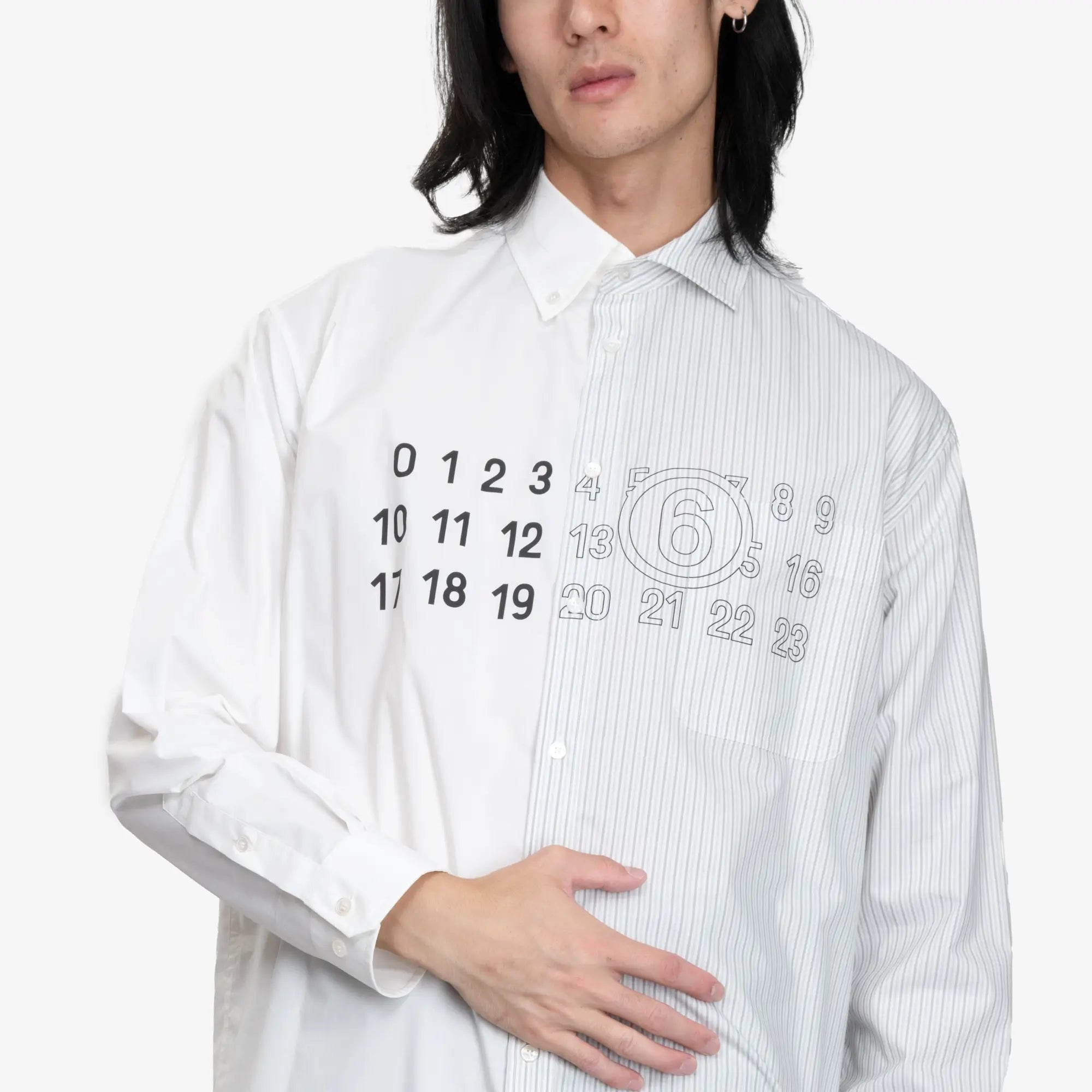 MM6 Poplin Shirt Stripes Grey White - 5