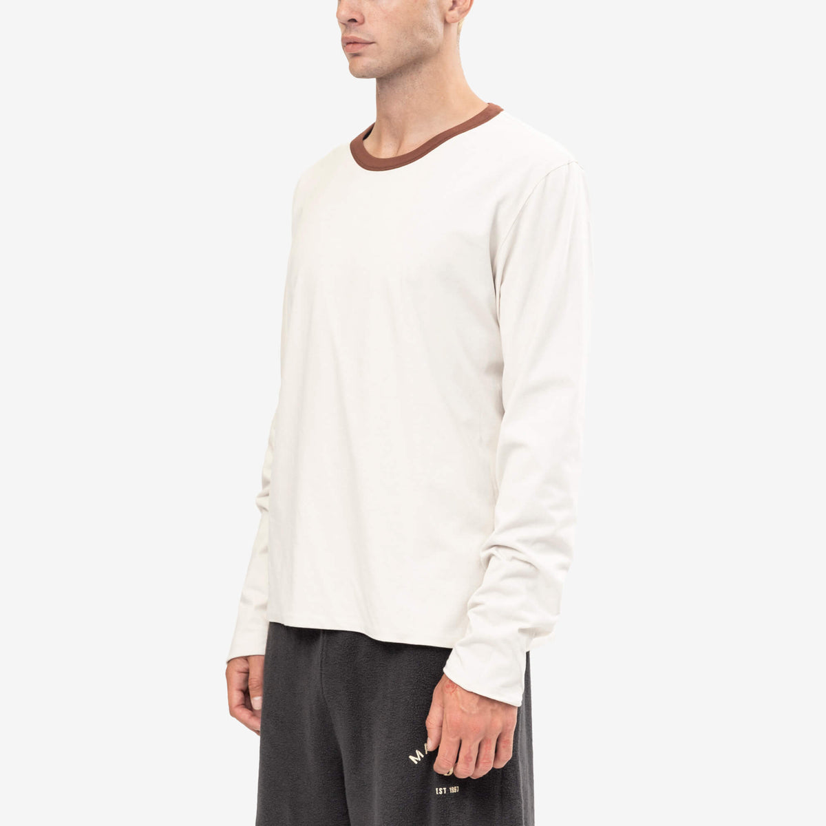 MM6 Reversible Margiela 6 Long Sleeve T-Shirt Light Brown/Ecru-3