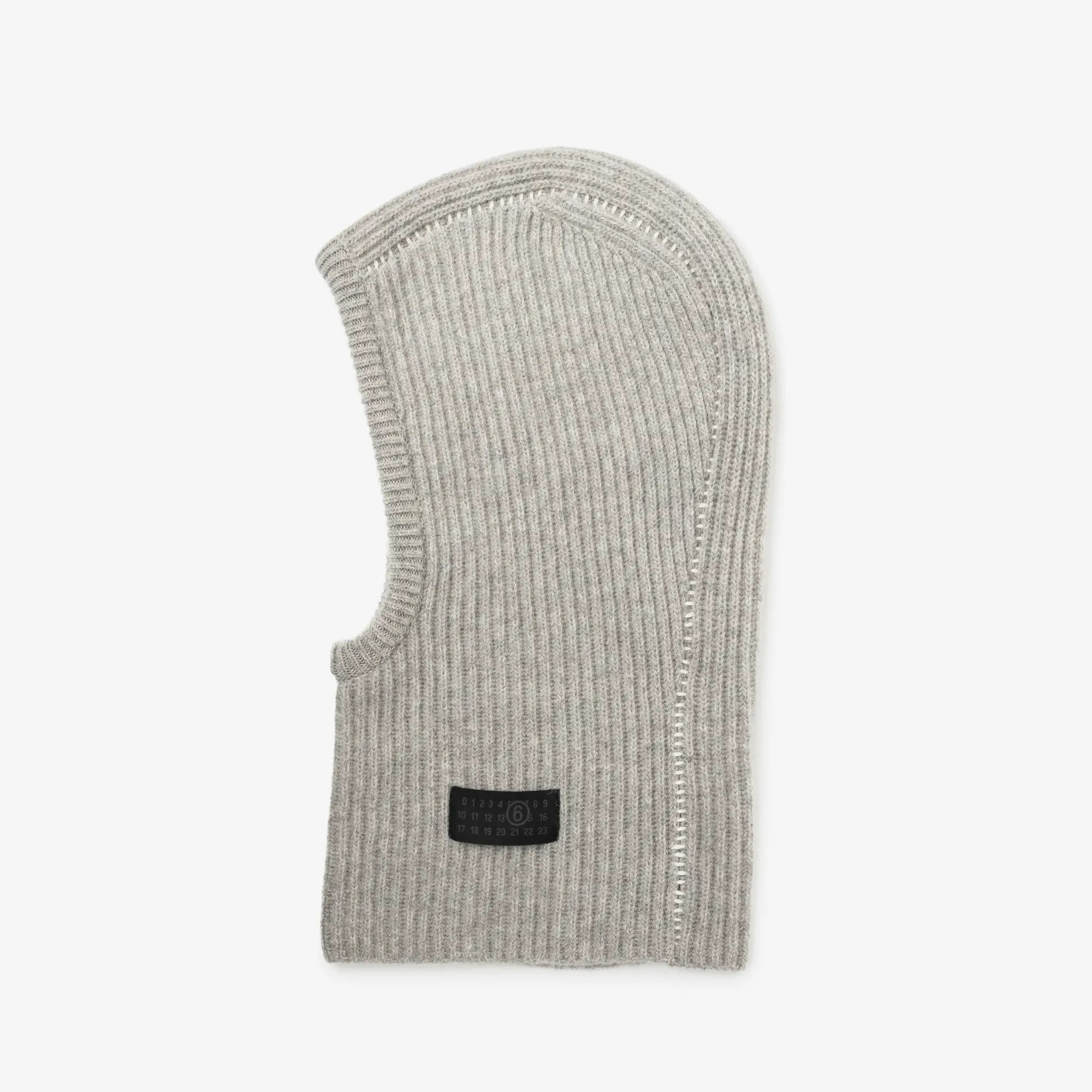 MM6 Ribbed Wool Balaclava Light Grey - 1