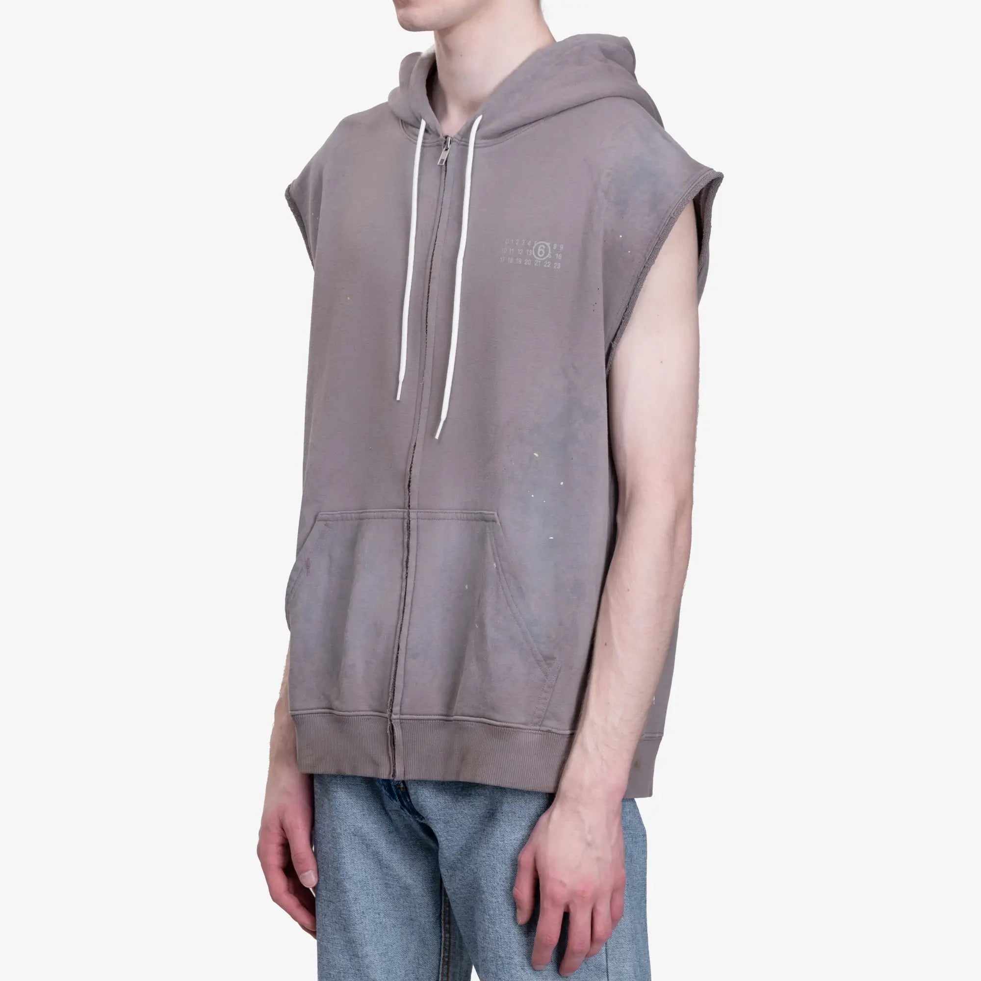 MM6 Sleeveless Zip Hoodie Taupe - 3