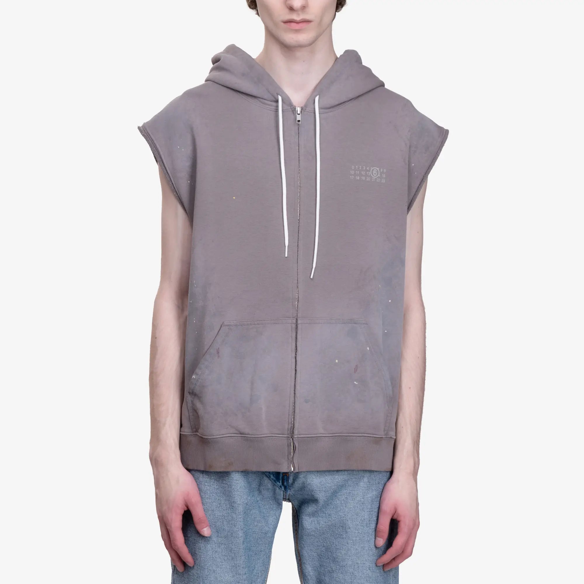 MM6 Sleeveless Zip Hoodie Taupe - 1