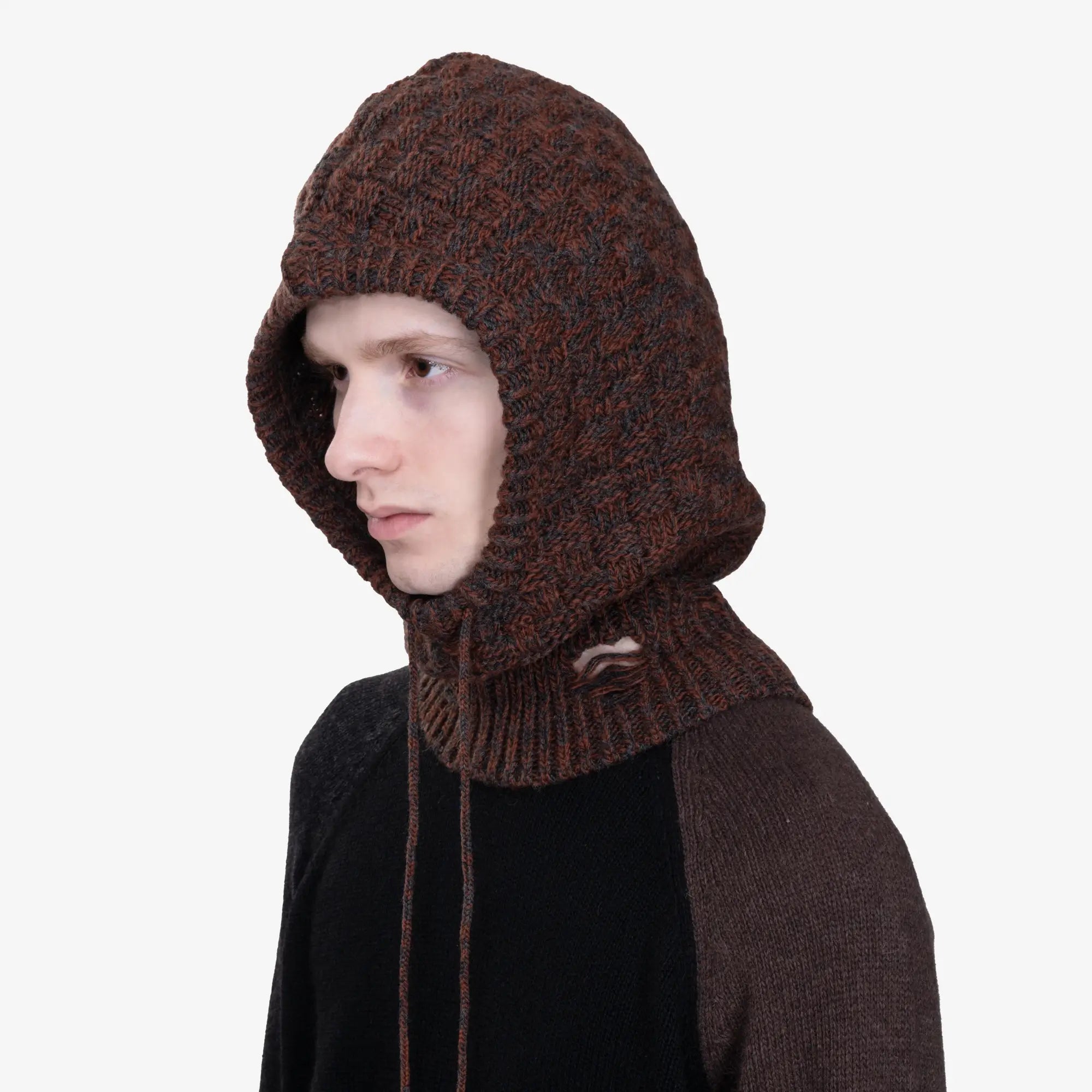 MM6 Tile Knit Hood Brown - 4