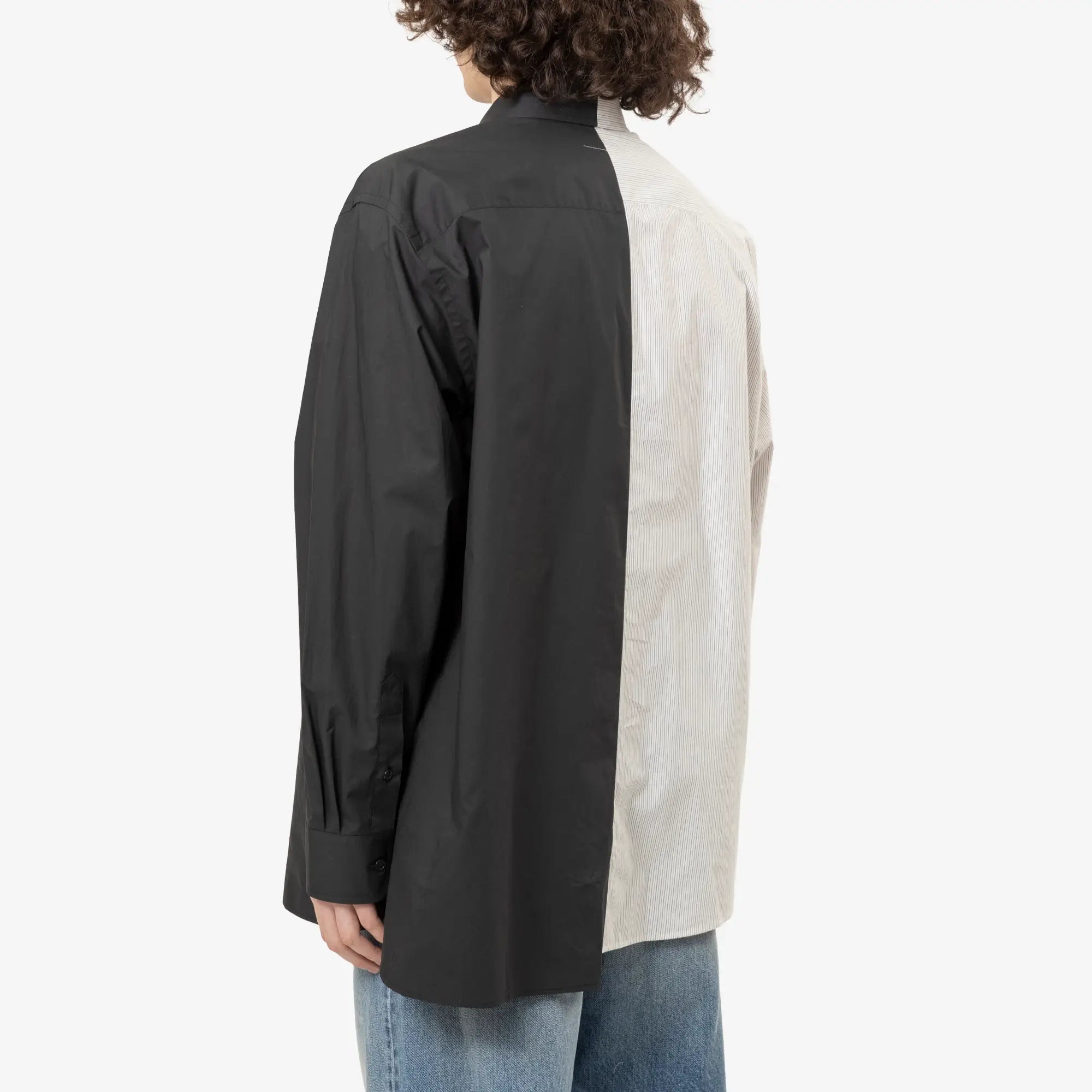 MM6 Two - Tone Cotton Poplin Shirt Black - 4