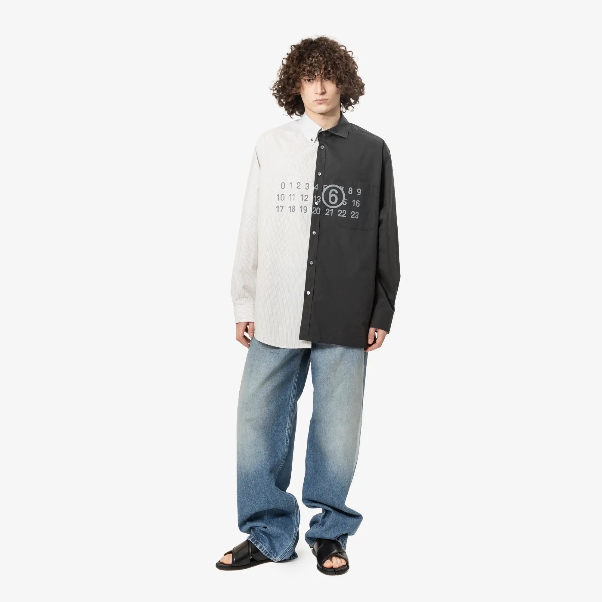 MM6 Two - Tone Cotton Poplin Shirt Black - 2