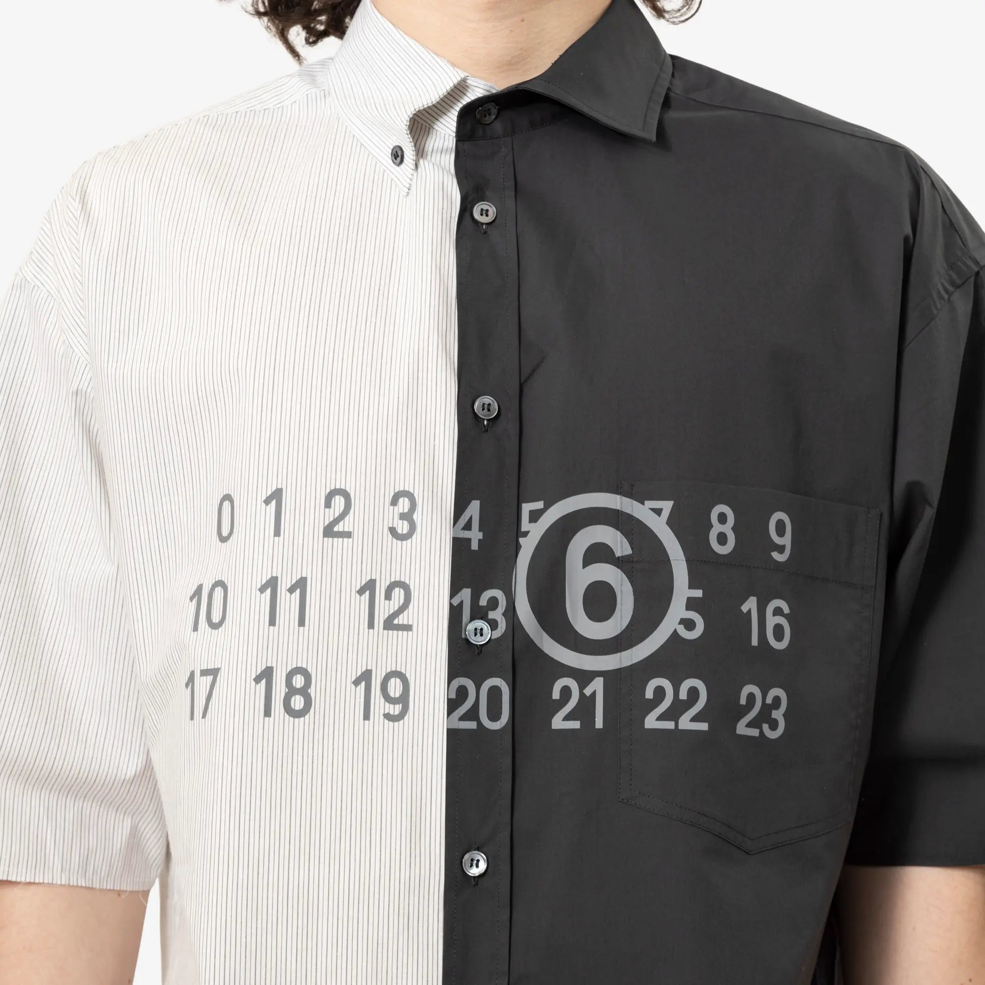 MM6 Two - Tone Cotton Poplin SS Shirt Black - 5