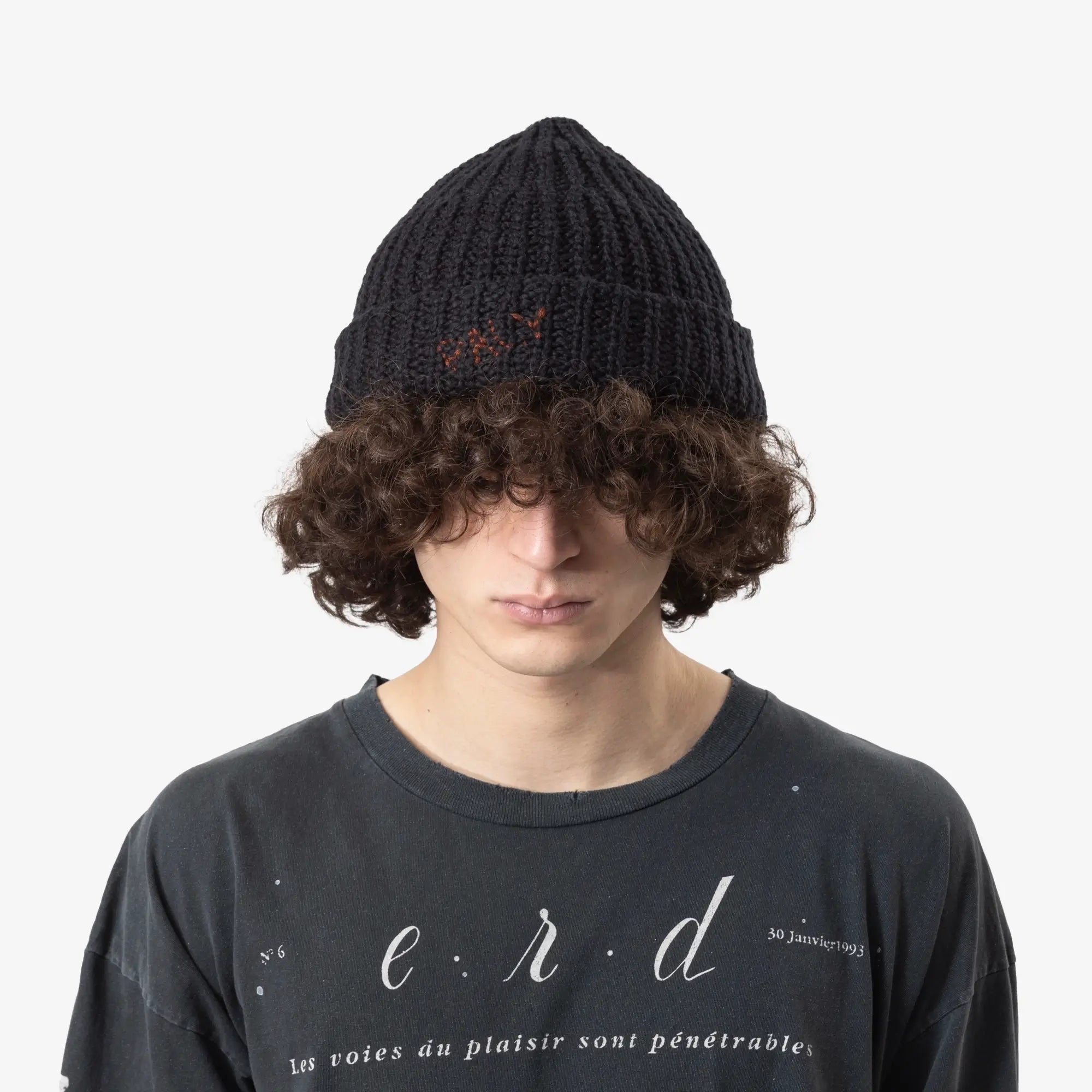 Paly Hand Knit Beanie Black-1